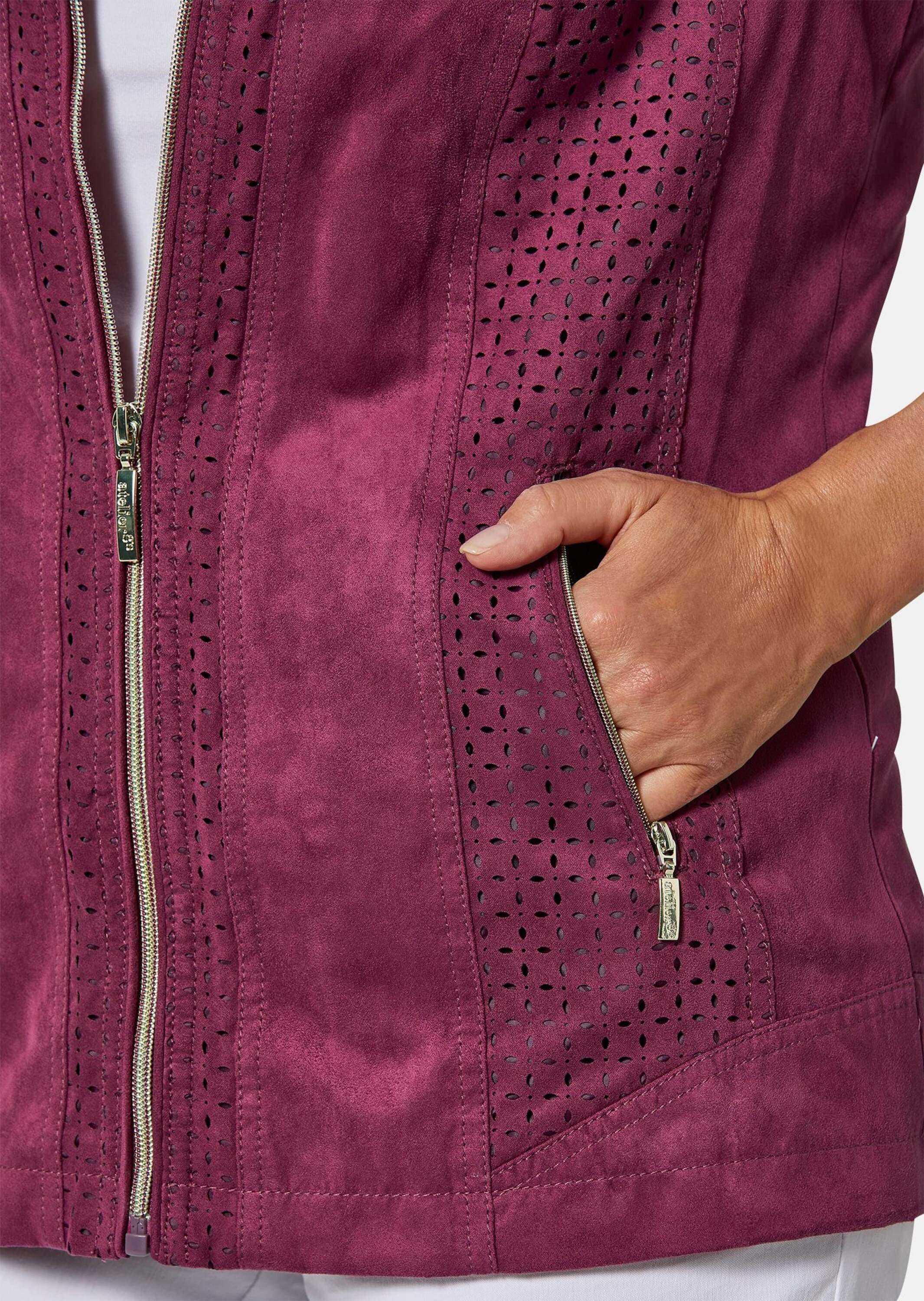 GOLDNER Jackenblazer »Kurzgröße Velourslederimitat-Blazer mit Perforierung«
