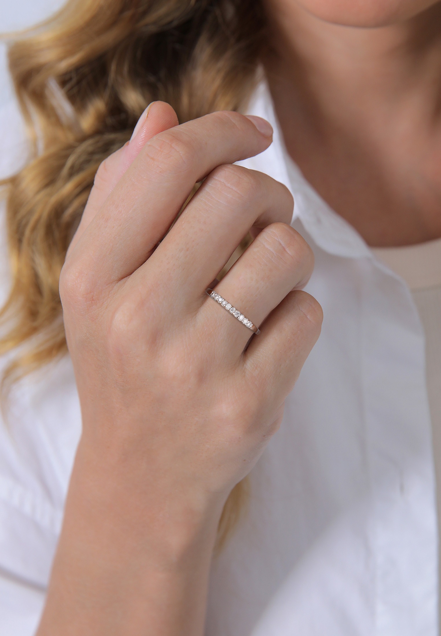 Elli DIAMONDS Verlobungsring »Ring Memoire Verlobung Diamant (0.15 ct.) 585 Weißgold«