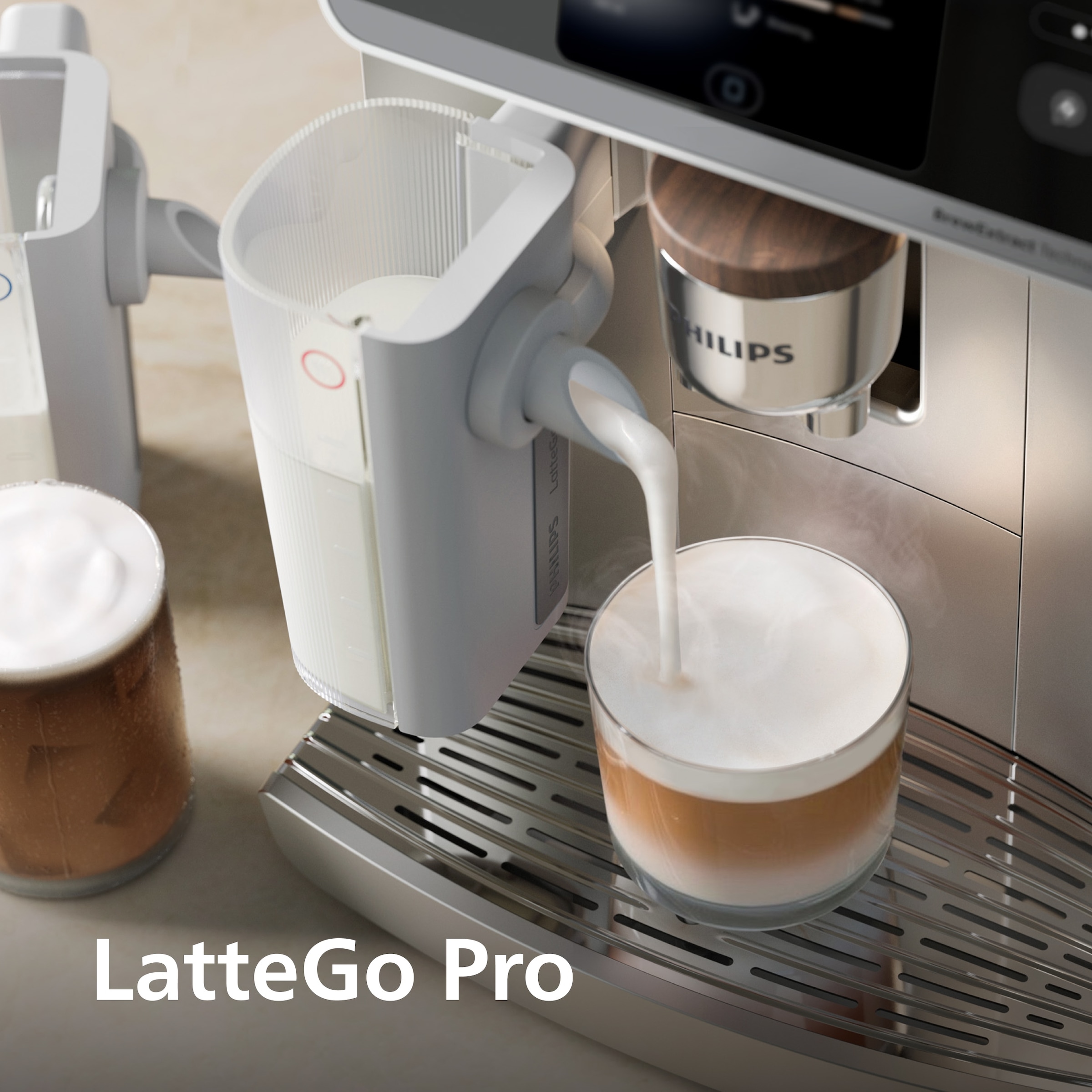 Philips Kaffeevollautomat »EP8757/20 Café Aromis 8000-Serie mit BrewExtract Technologie, appfähig« über 50 heiße und kalte Getränke, mit LatteGo Pro-Milchsystem, Silber