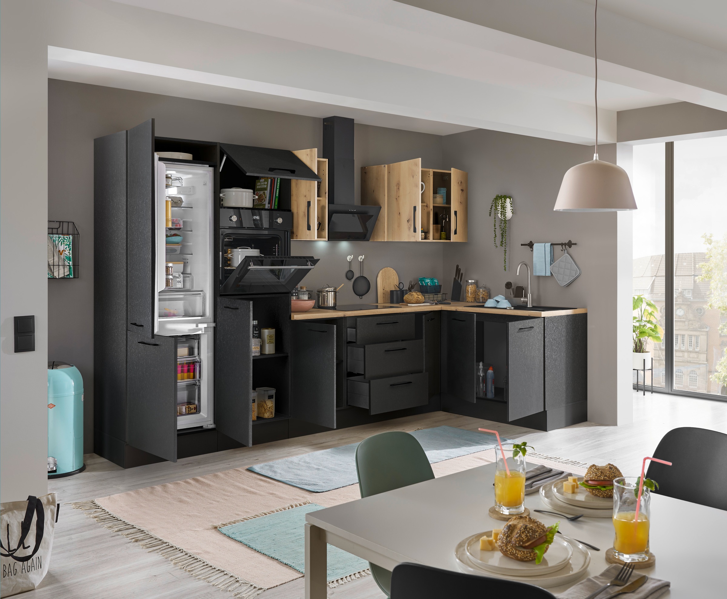 BASIC by Balculina Winkelküche »Turin«, Stellbreite 330x175 cm, wahlweise mit E-Geräten