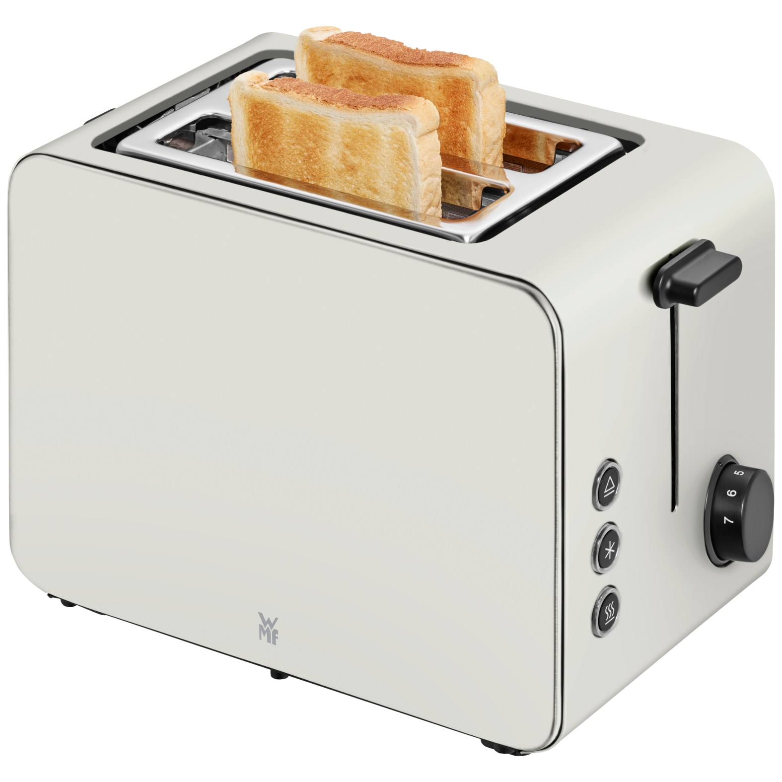 WMF Toaster »Stelio Paper White, Doppelschlitz Toaster mit Brötchenaufsatz«, 2 kurze Schlitze, für 2 Scheiben, 1050 W, 7 Bräunungsstufen, Brotzentrierung, Krümelschublade, Cromargan Gehäuse
