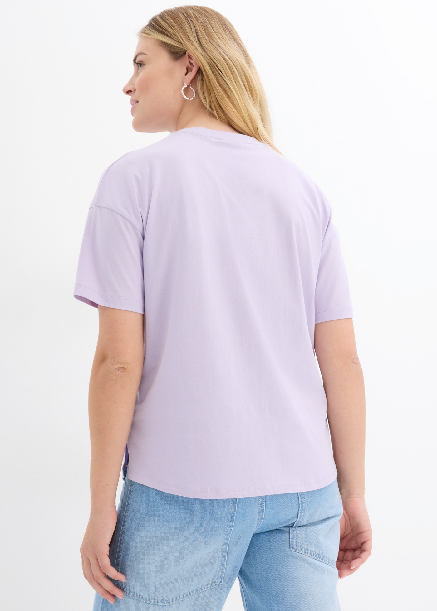 bonprix Oversize-Shirt weiter Schnitt, Halbarm-Design, aus Baumwolle, mit Brustdruck