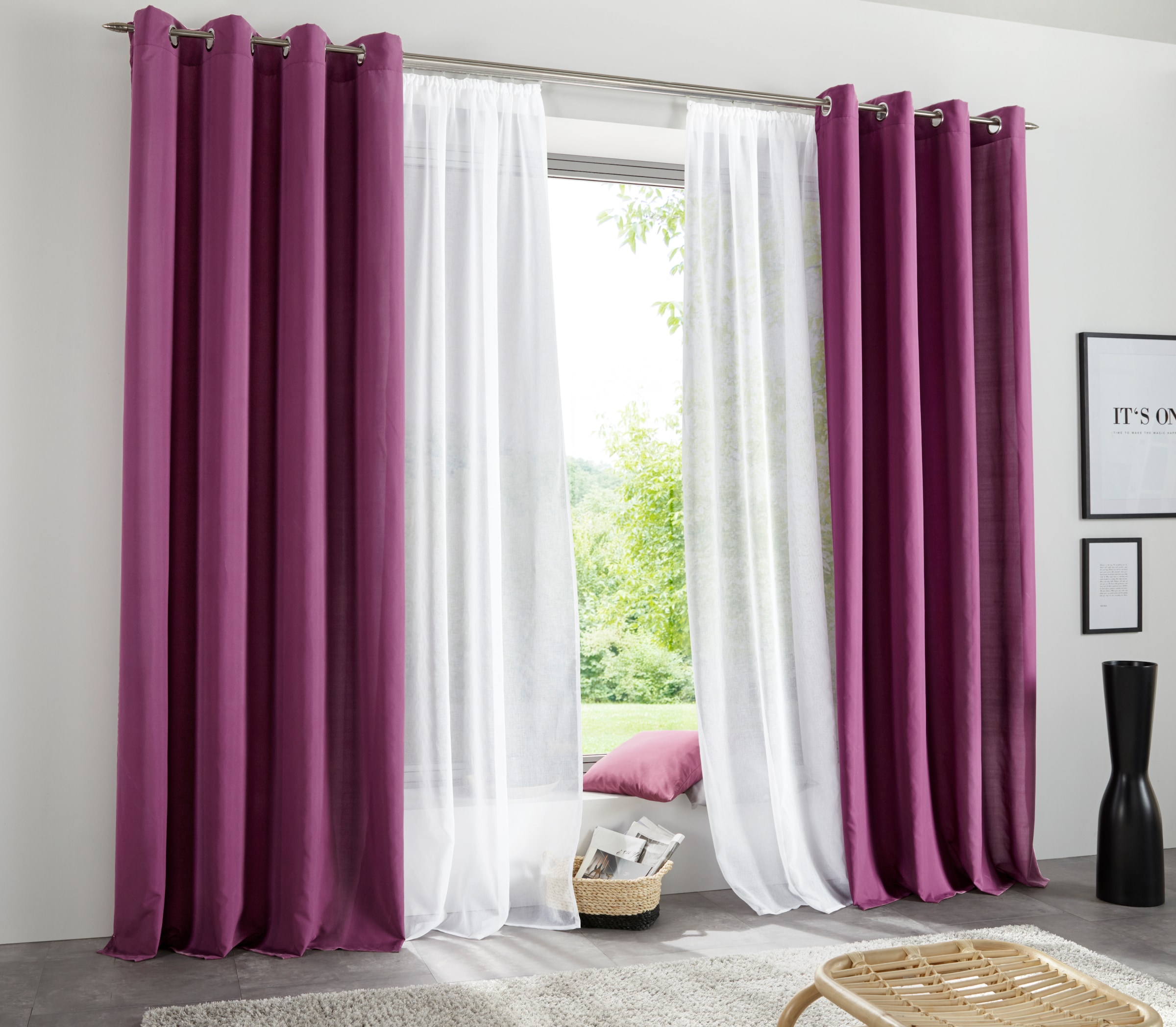 my home Vorhang »Raja«, (2 Größen OTTO 2er-Set, St.), einfarbig, glatt, bei verschiedene kaufen