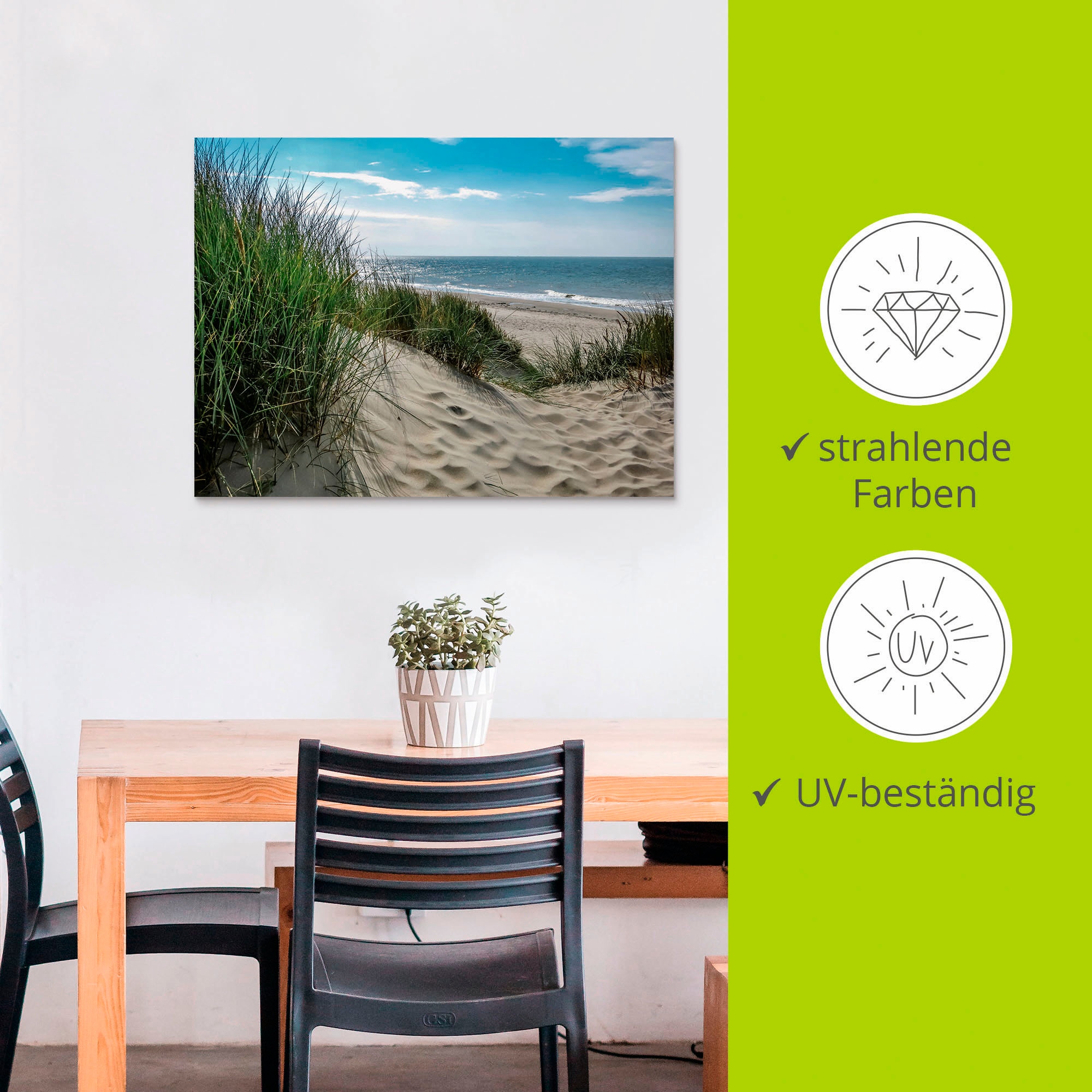 Artland Wandbild »Dünenlandschaft im Sommer an der Nordsee«, Strand, (1 St.), als Alubild, Outdoorbild, Leinwandbild, Poster, Wandaufkleber