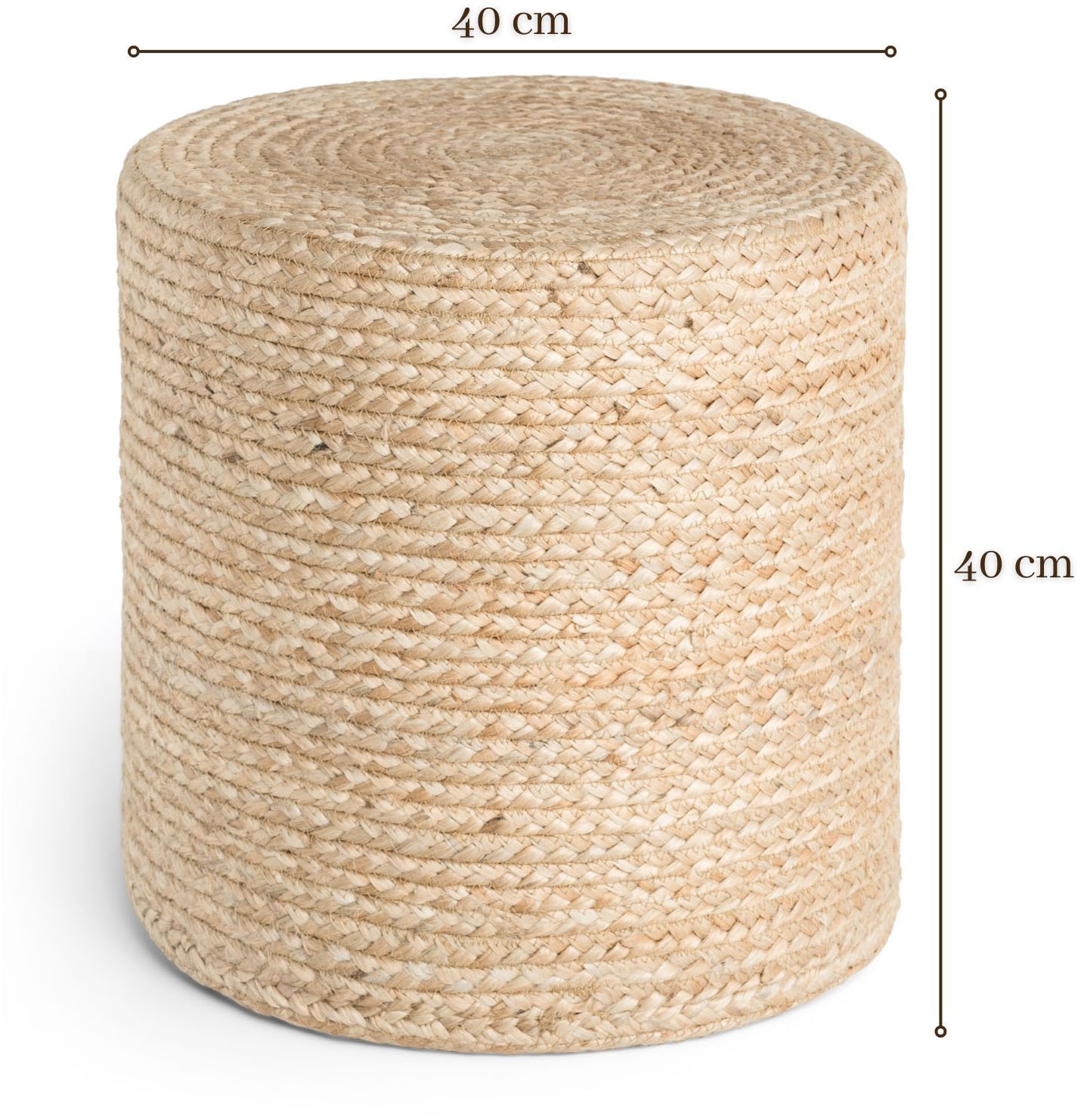 HANSE Home Pouf »Jutta, Jute«, (1 St.), Jute, Natur, Wohnzimmer, Esszimmer, Schlafzimmer, Flur, Modern, Boho