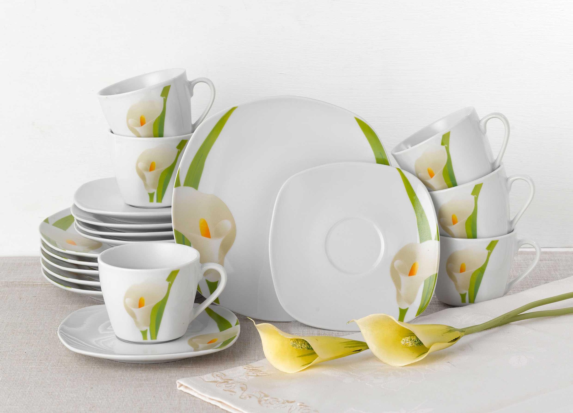 van Well Kaffeeservice »Calla«, (Set, 18 tlg.), Spülmaschinengeeignet