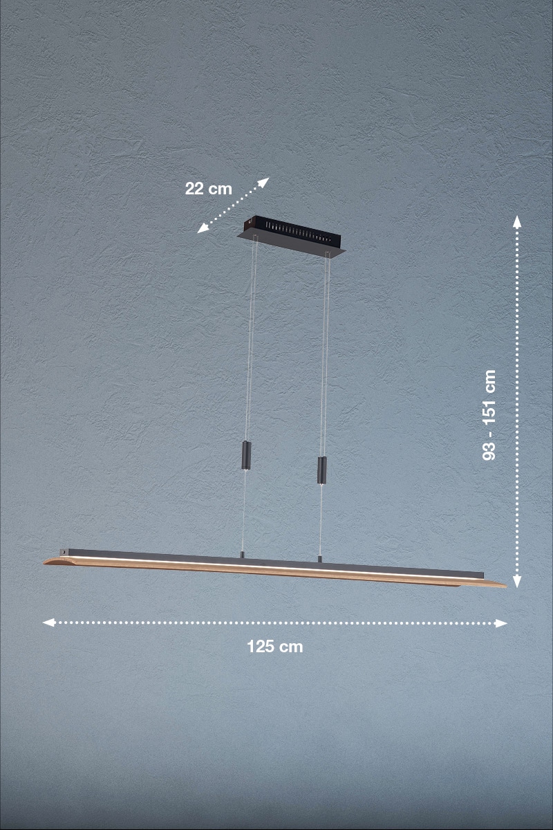 FISCHER & HONSEL LED Pendelleuchte »SHINE-WOOD«, 1 flammig, Leuchtmittel LED-Modul | LED wechselbar, Made in Germany, hochwertige Verarbeitung