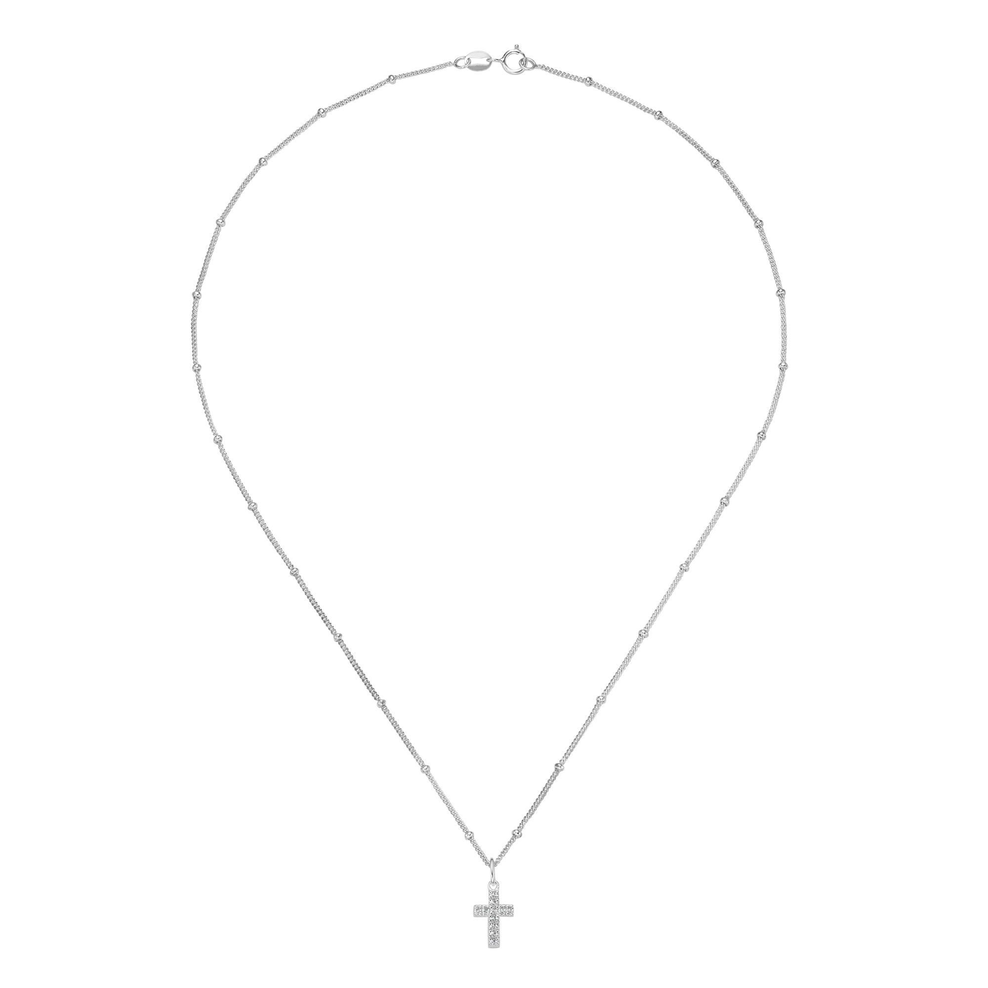 Firetti Kette mit Anhänger »Schmuck Geschenk Silber 925 Halsschmuck Panzerkette Kreuz-Anhänger« mit Zirkonia (synth.)