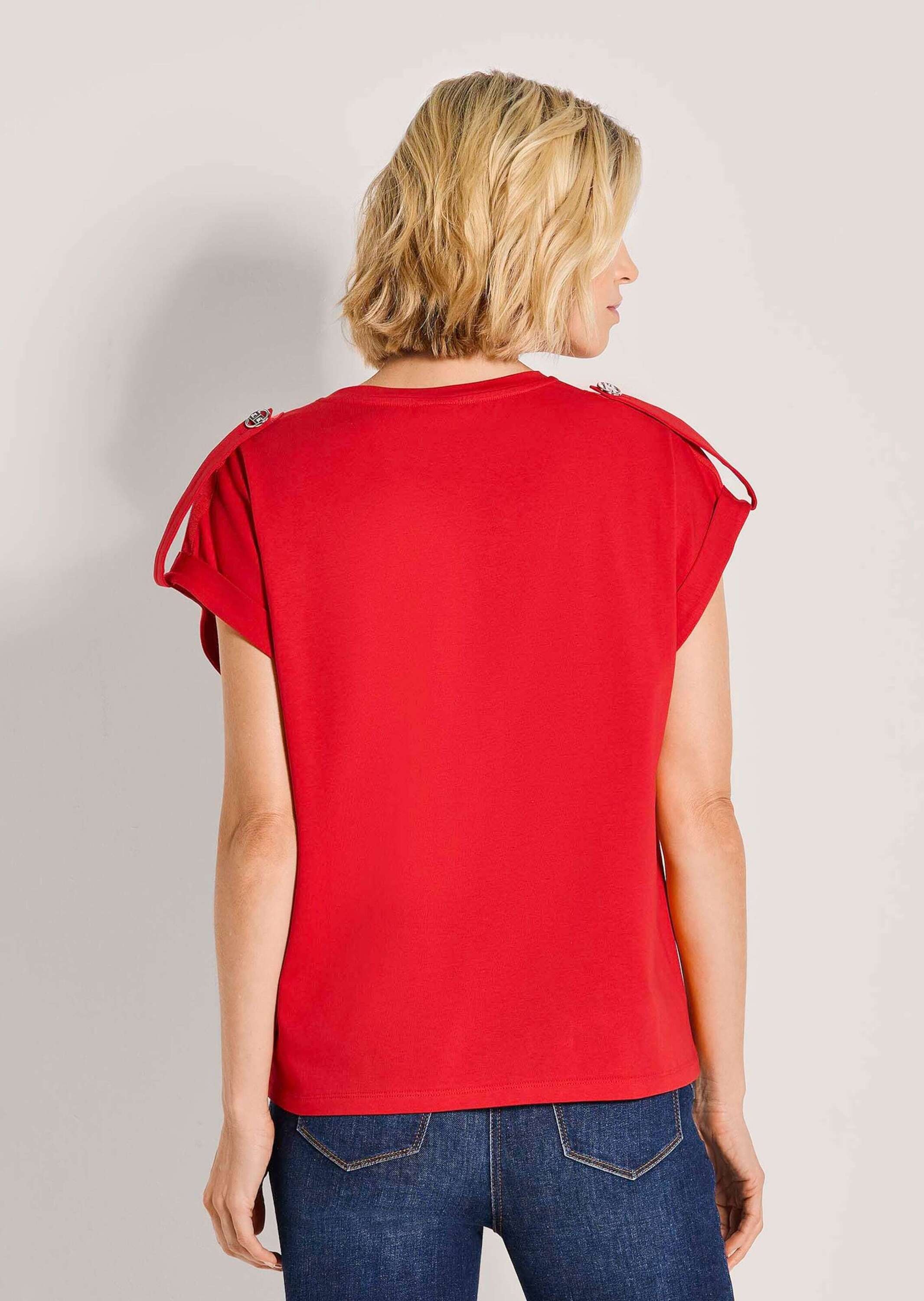 MADELEINE Kurzarmshirt »Shirt Basic Shirt mit Kurzarm, lockere Form« Dekorativer Riegel