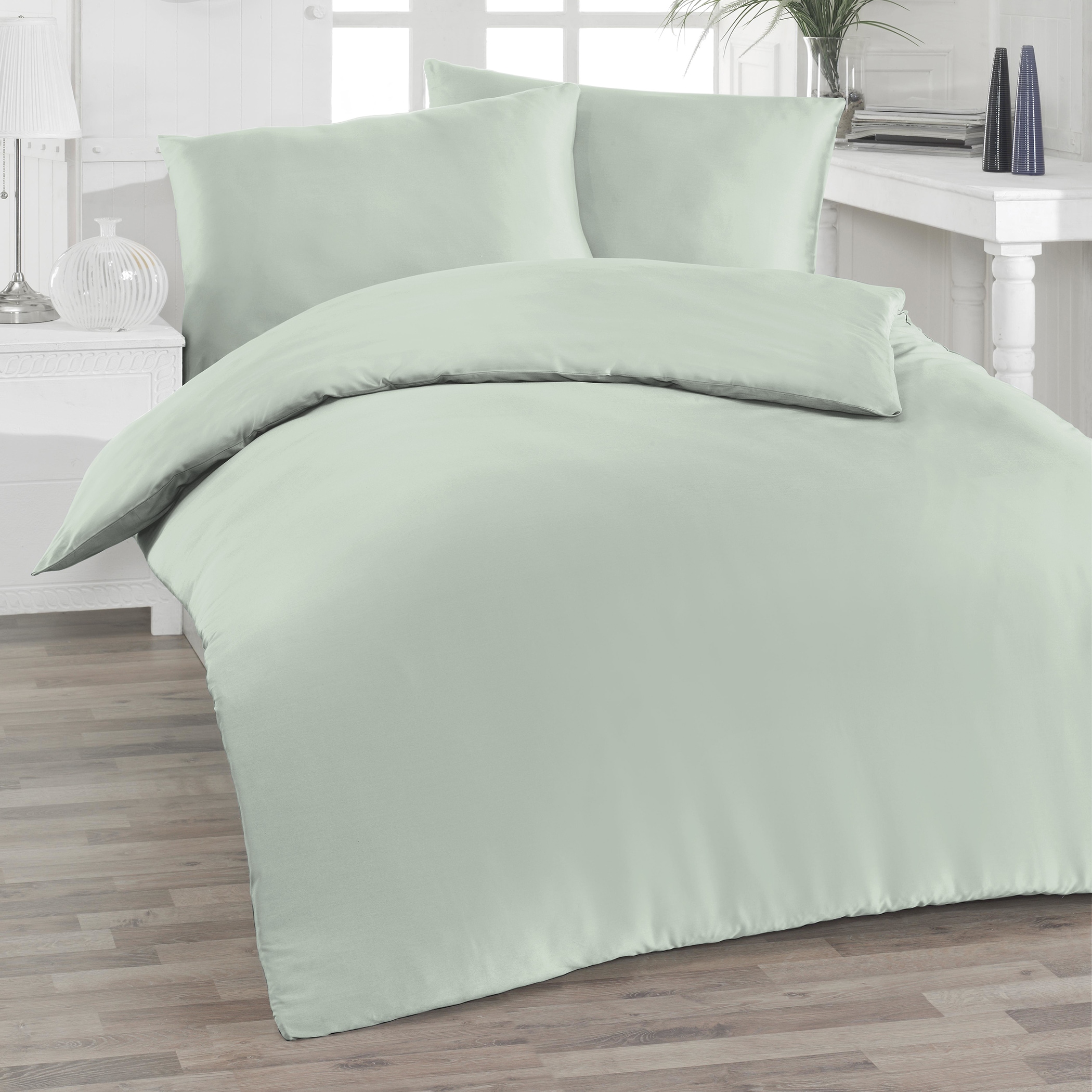 Florella Bettwäsche »»UNI schilf « »DECADE« Edel-Satin,  100% Baumwolle«