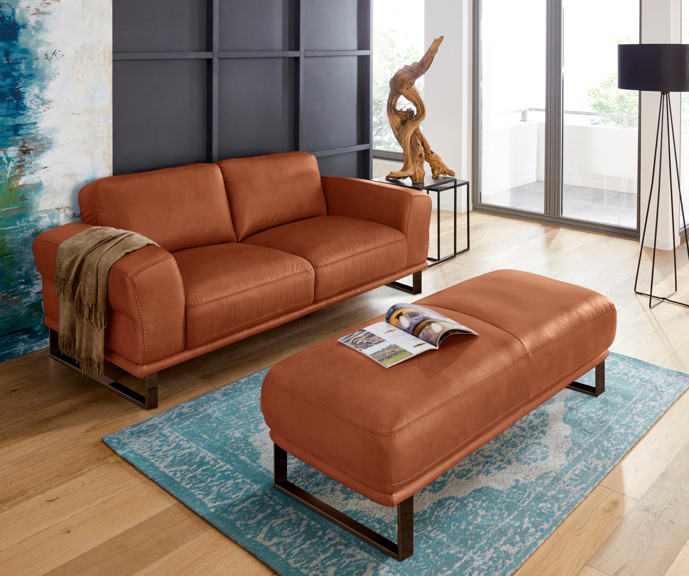 W.SCHILLIG Hocker »montanaa«, mit Metallkufen in Bronze pulverbeschichtet, Breite 141 cm