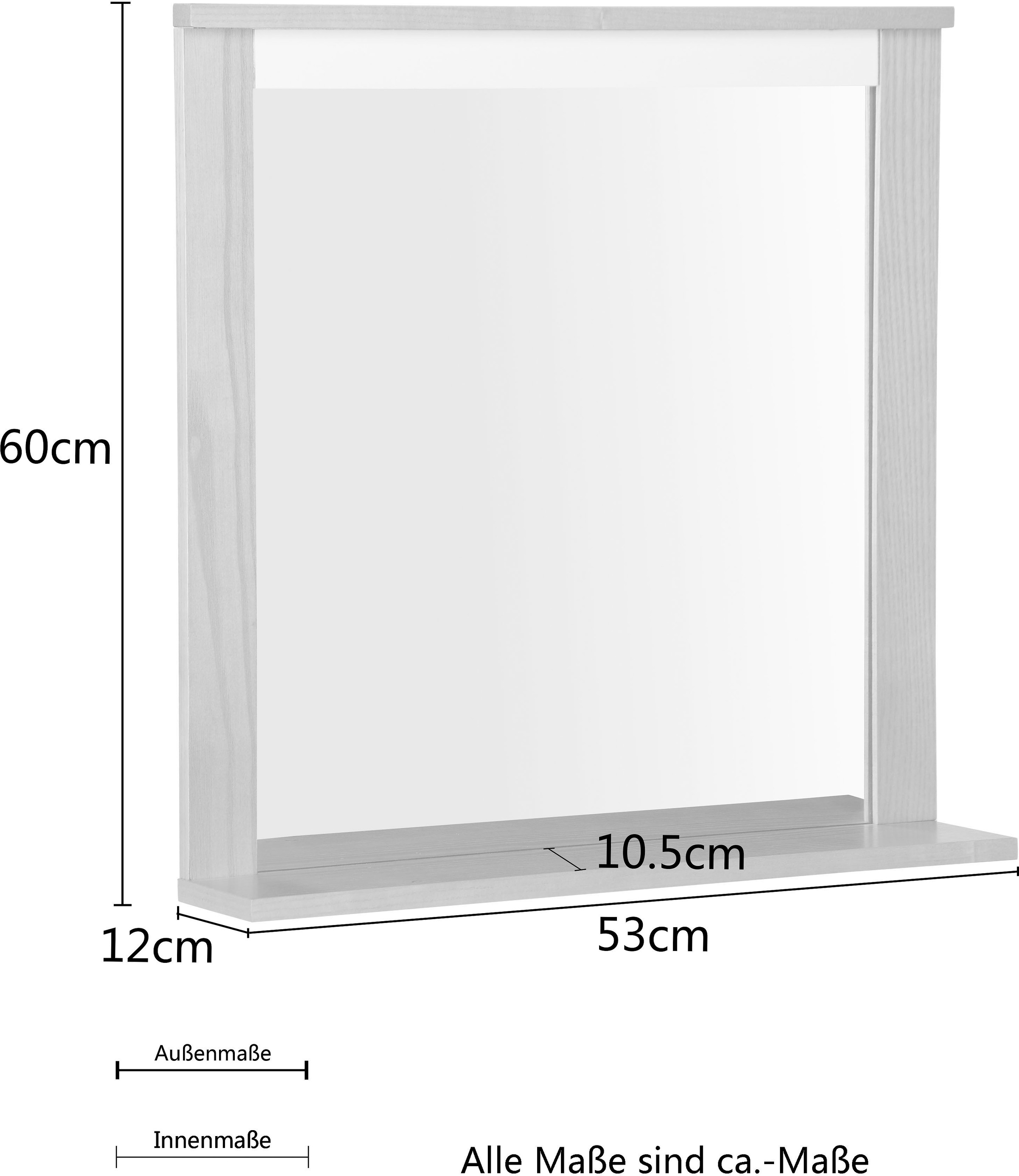 welltime Badspiegel »Falun«, Badspiegel mit Ablage, Breite 55 cm