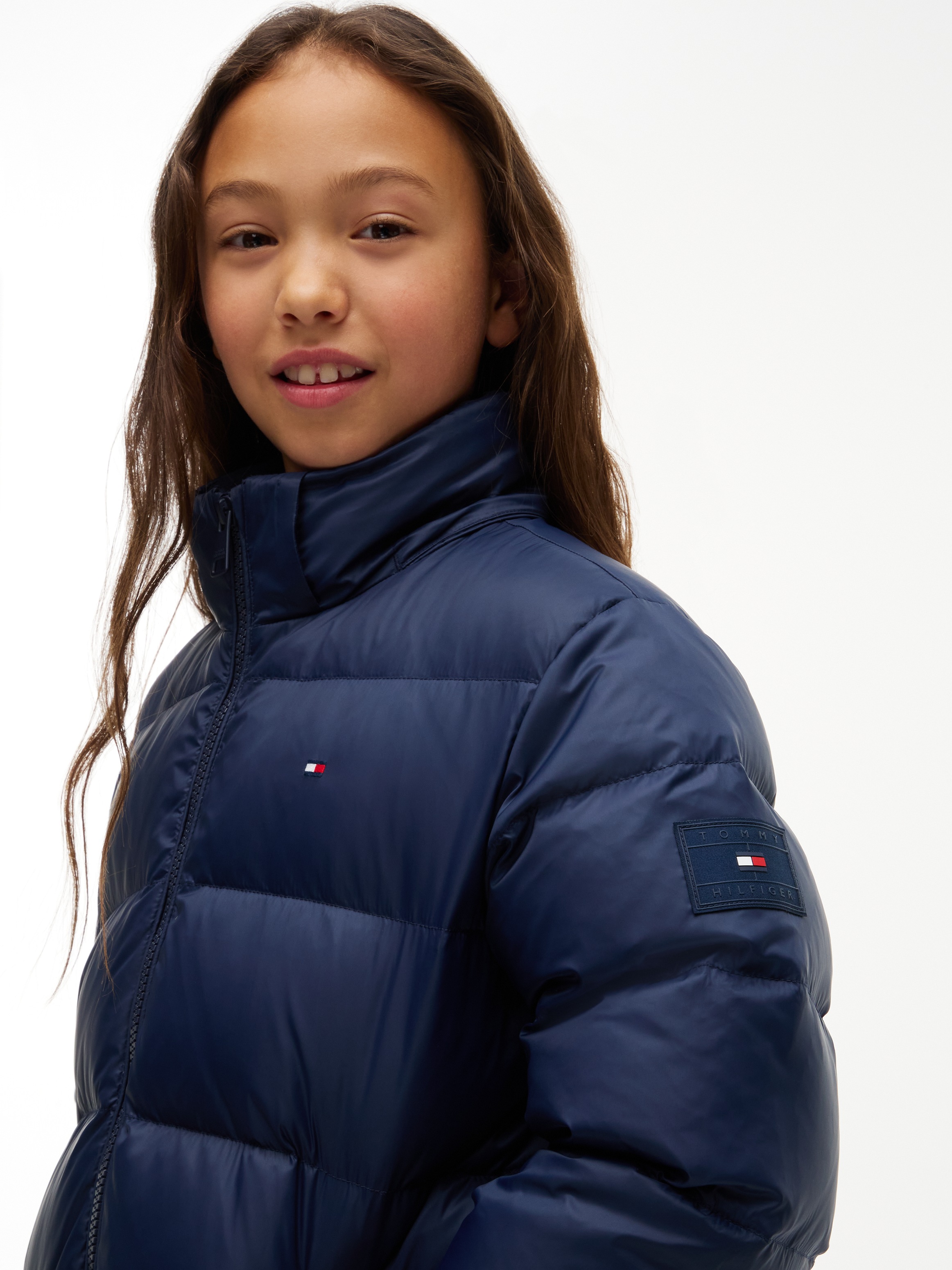 Tommy Hilfiger Steppjacke mit Kapuze 2-Wege-Zipper, abnehmbare Kapuze, Kinder bis 16 Jahre