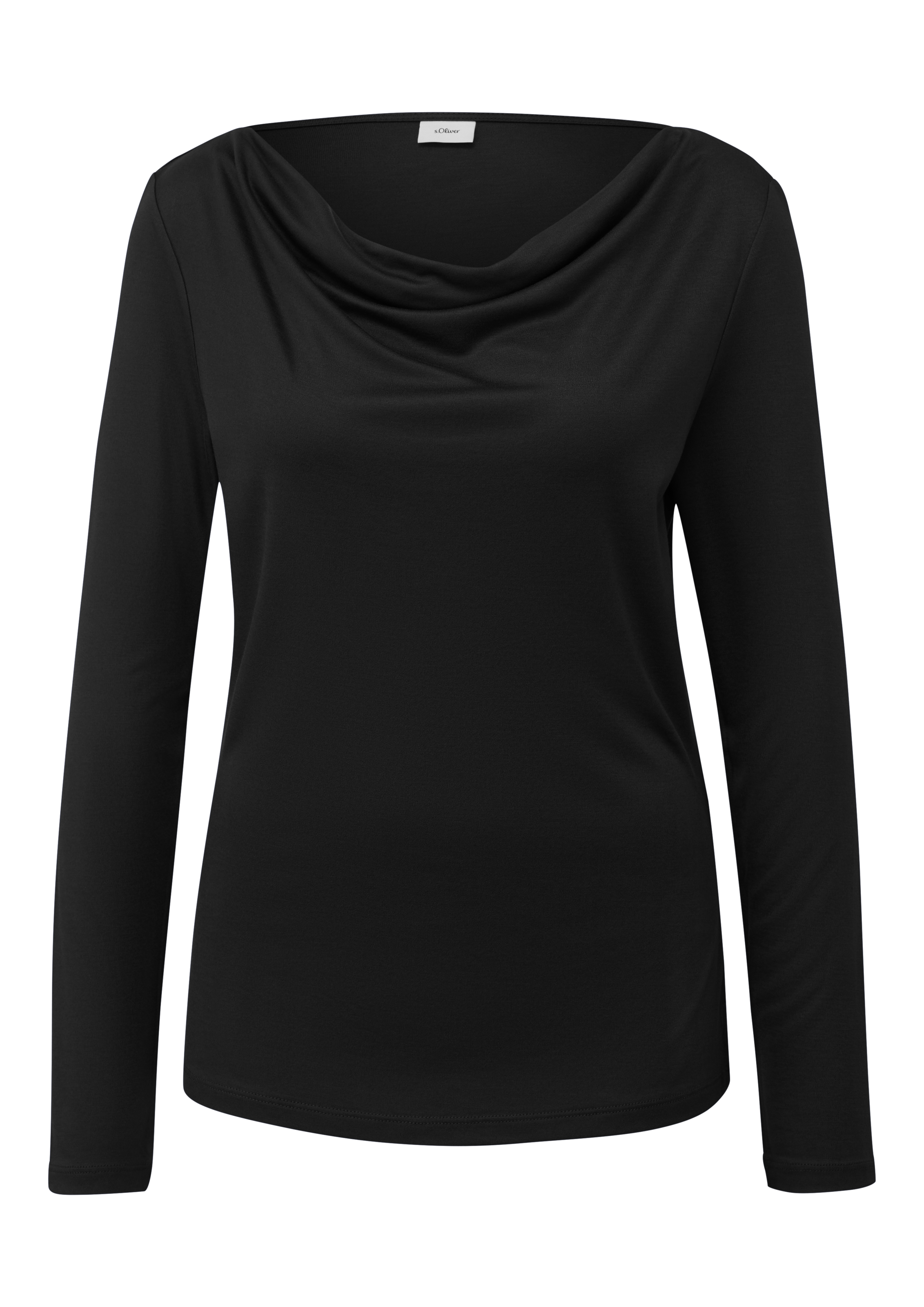 s.Oliver BLACK LABEL Langarmshirt, mit Wasserfall Ausschnitt