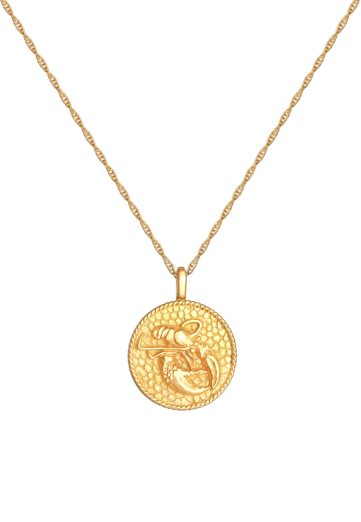 Elli Kette mit Anhänger »Halskette Sternzeichen Krebs Zodiac Astro Münze 925 Silber«