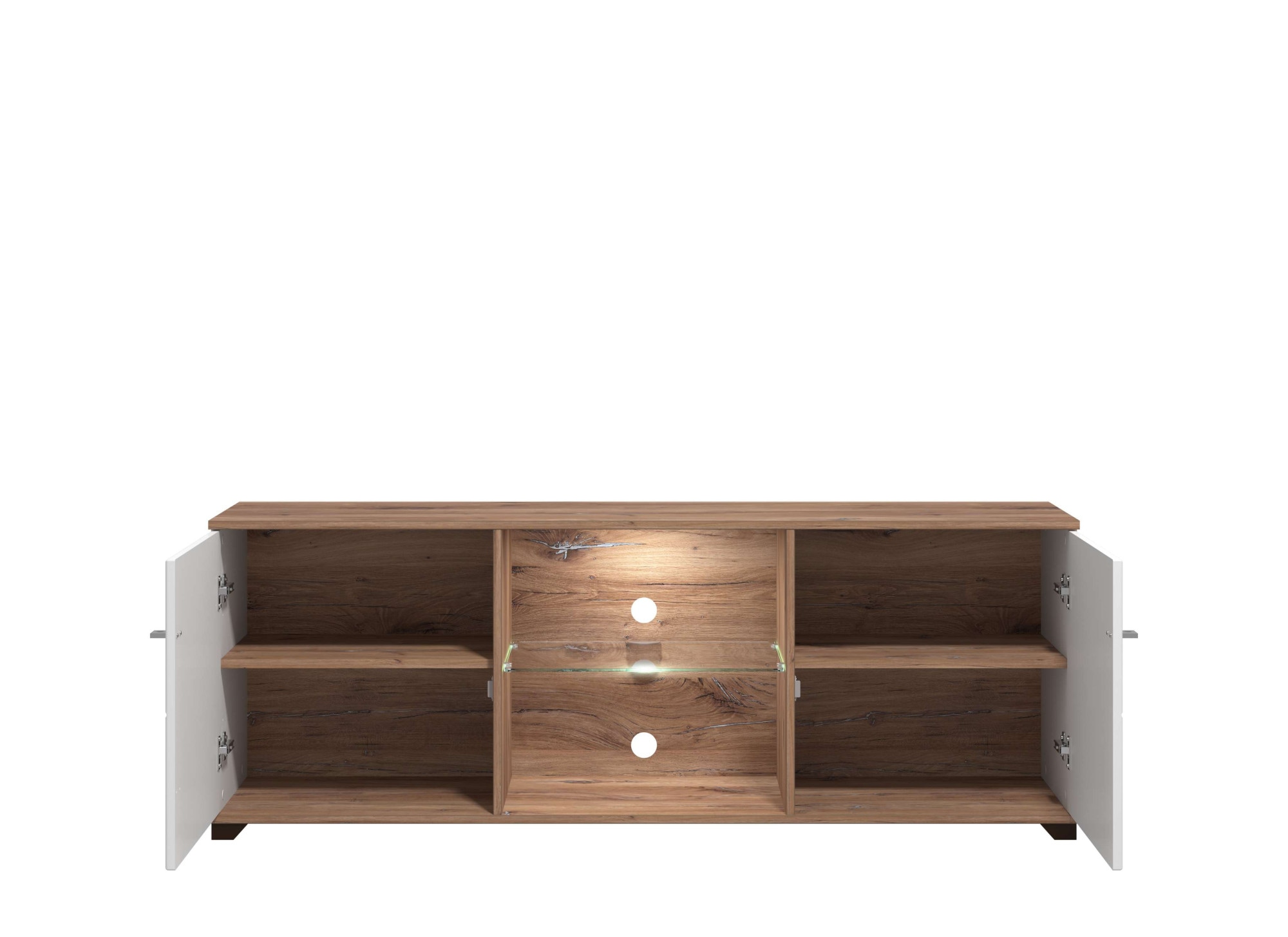 INOSIGN TV-Board »Burgundy Lowboard, TV-Schrank, TV-Ständer, Hochglanzfonten«, Hochglanzfronten und eine Innenausstattung in Flagstaff Eiche