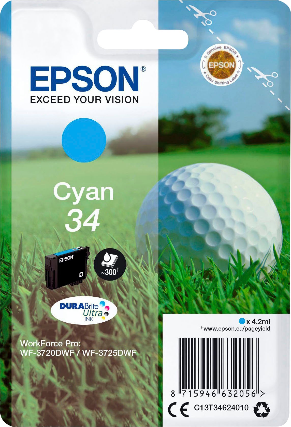 Epson Tintenpatrone »34 DURABrite«, original Druckerpatrone 34 cyan