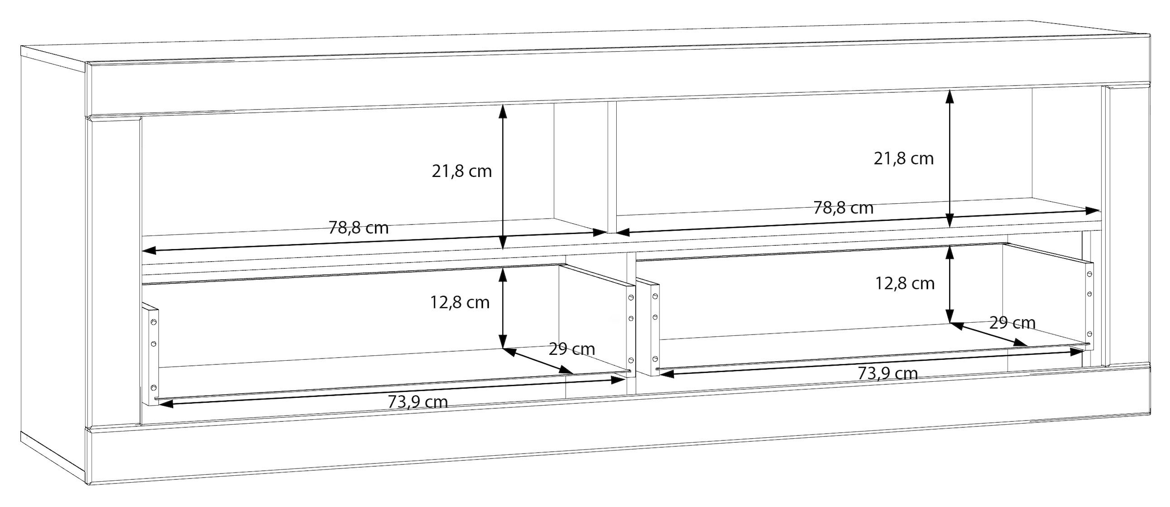 FORTE Lowboard »LefkadasTV-Board, TV-Schrank«, TV-Board, Schubkästen, Push to open, Grifflos, BxH= 175,4 x 61,6cm