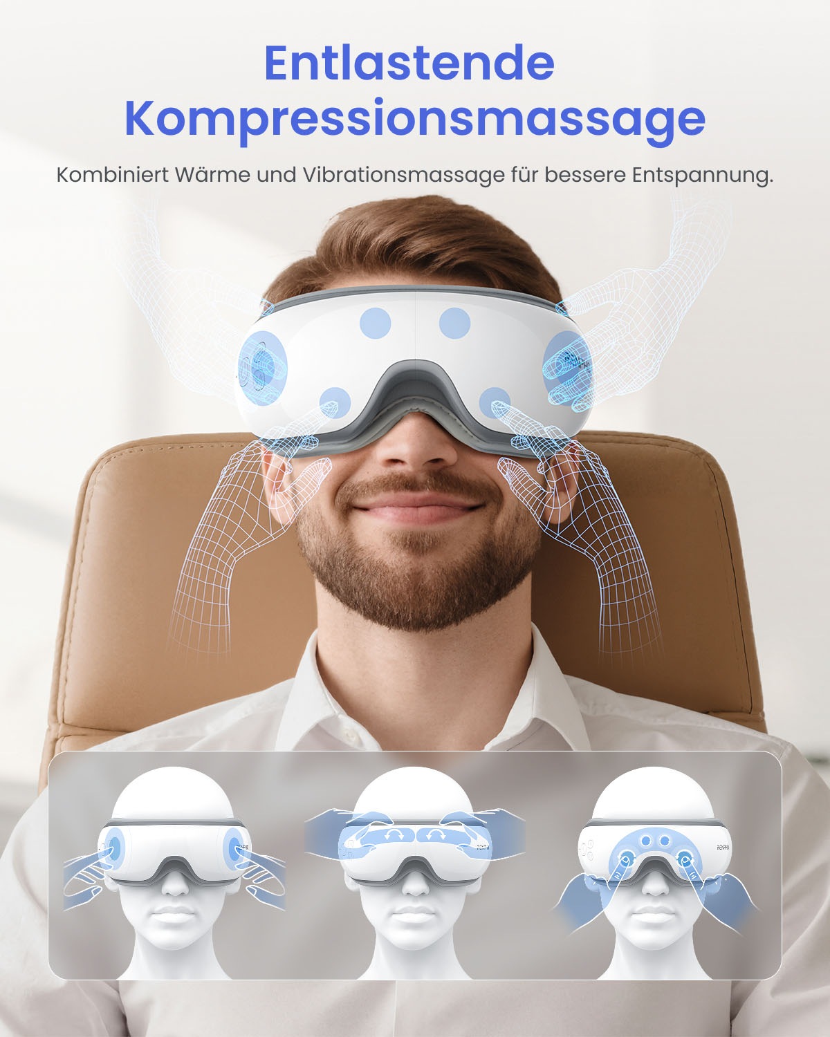 Renpho Gesichtsmassagegerät »Eyeris Smart« Luftdruck, Wärme, Vibration, 5 Modi, DIY, App, Lautsprecher, Akku