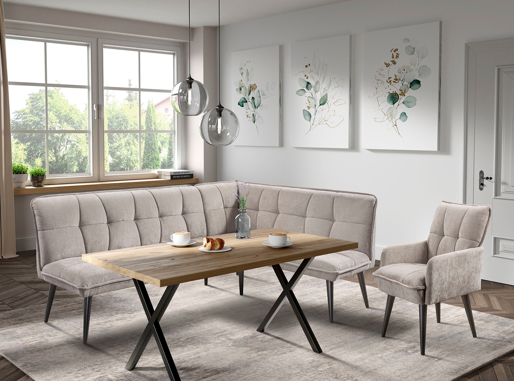 exxpo - sofa fashion Eckbank »Mocca Essbank, Sitzbank« hoher Sitzkomfort, bequem und elegant, hochwertige Detailverarbeitung