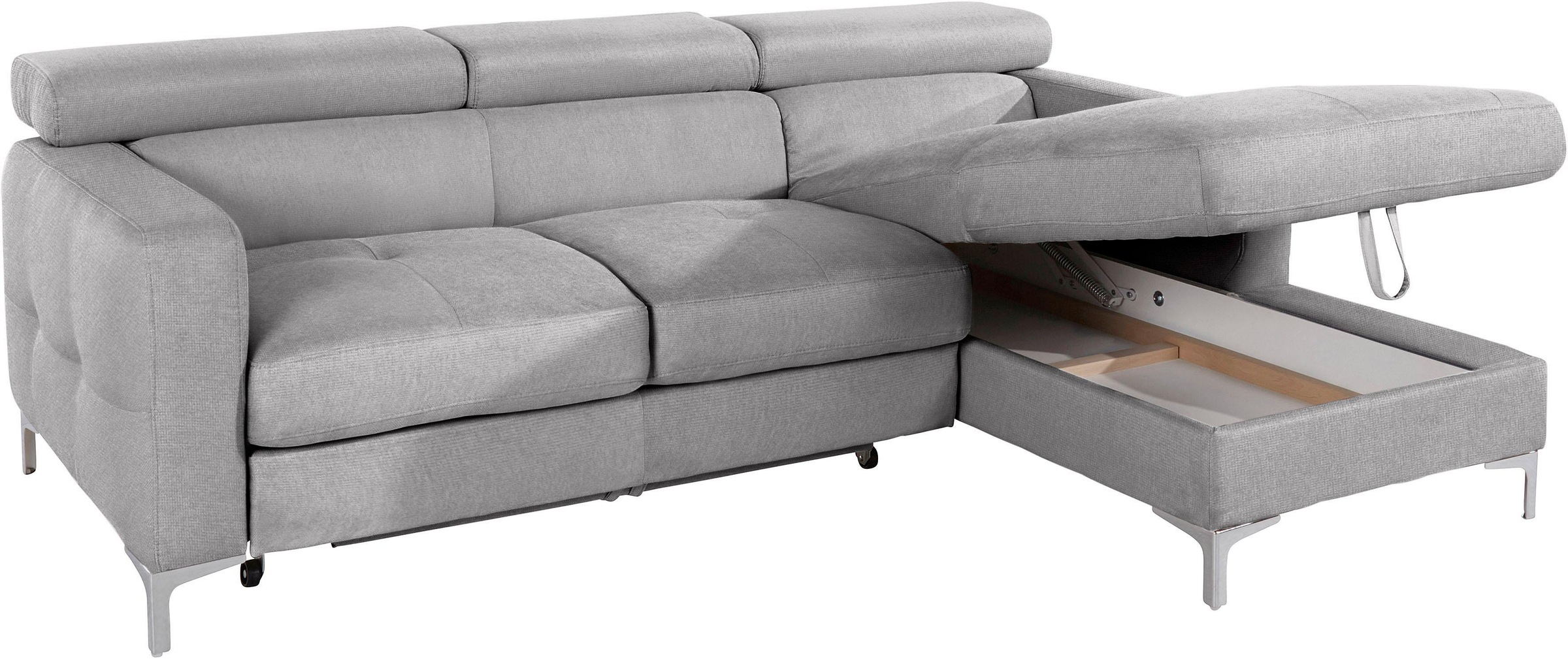 COTTA Ecksofa »Sammy L-Form«, mit Kopfteilverstellung, wahlweise mit Bettfunktion & Bettkasten