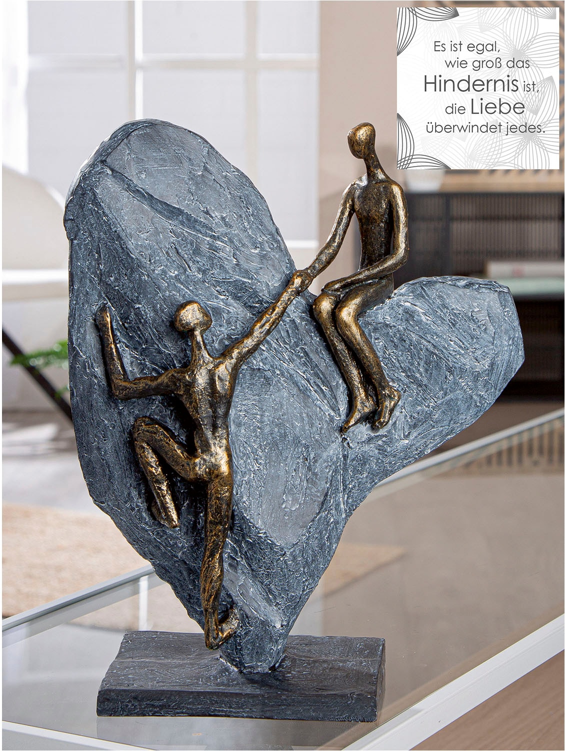 Casablanca by Gilde Dekoobjekt »Skulptur Herz Heart of stone bronzefarben; grau H. 29,7 cm«