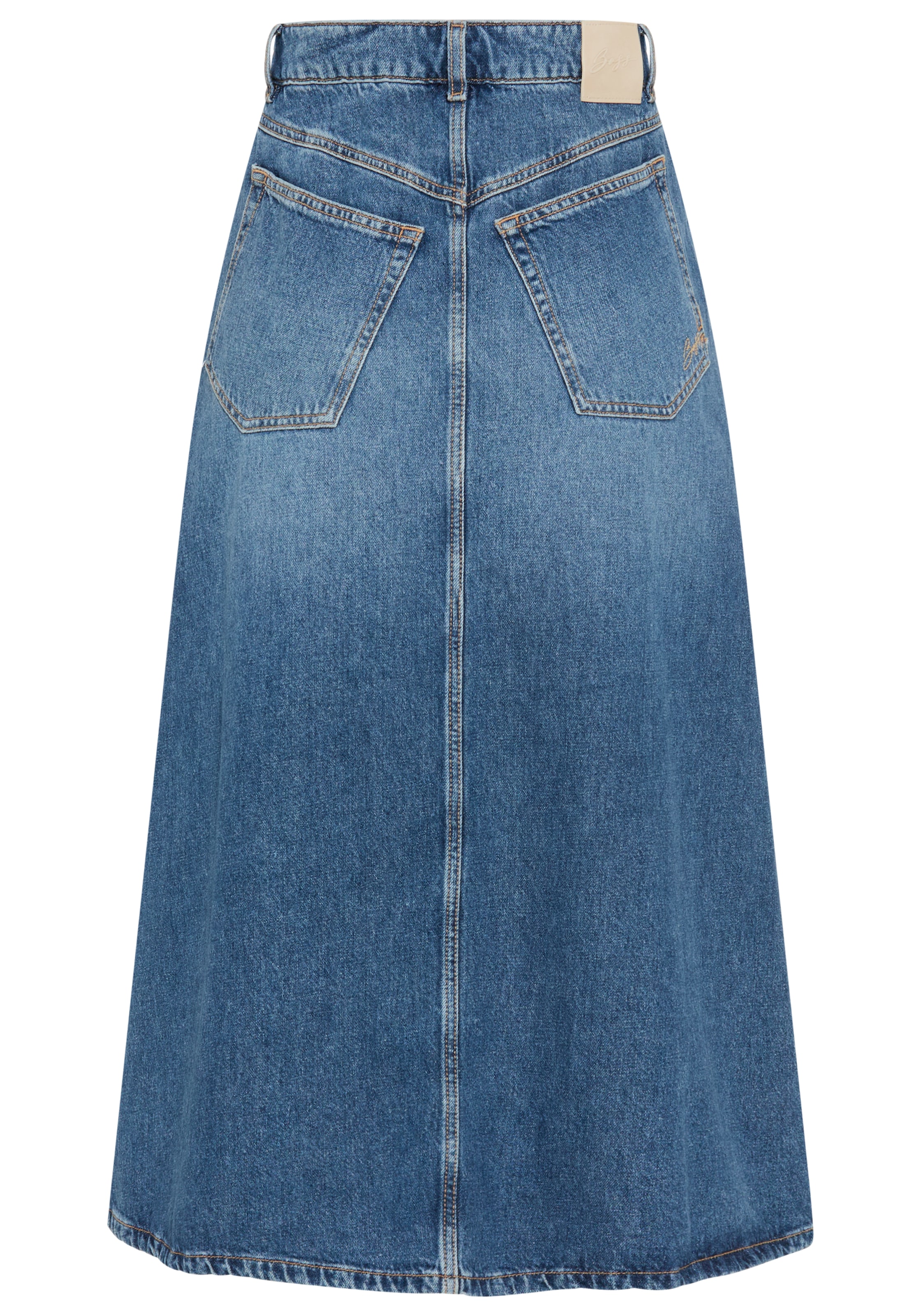 BOSS ORANGE Jeansrock »DNM MIDI SKIRT Premium Damenmode« in Midi-Länge, Knopfverschluss