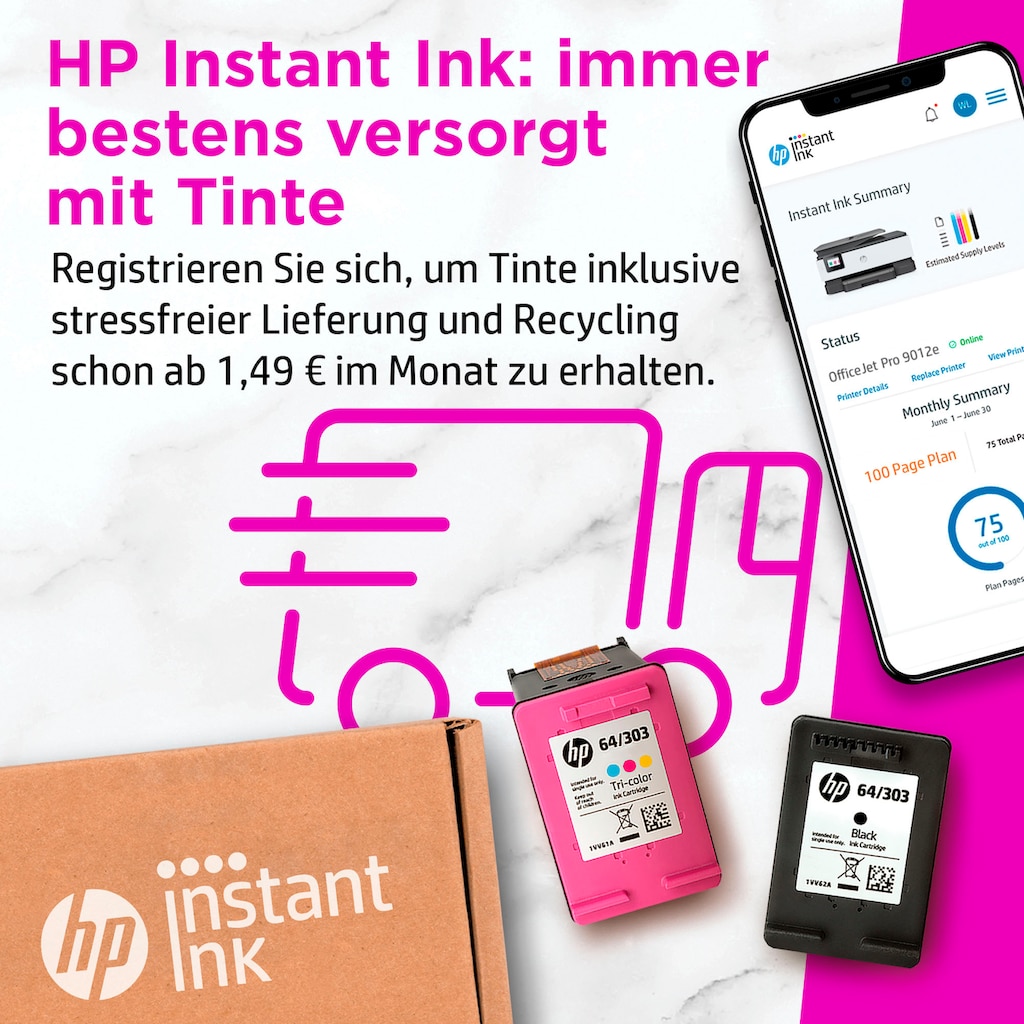 HP Multifunktionsdrucker »OfficeJet Pro 9012e«, 6 Monate gratis Drucken mit HP Instant Ink inklusive