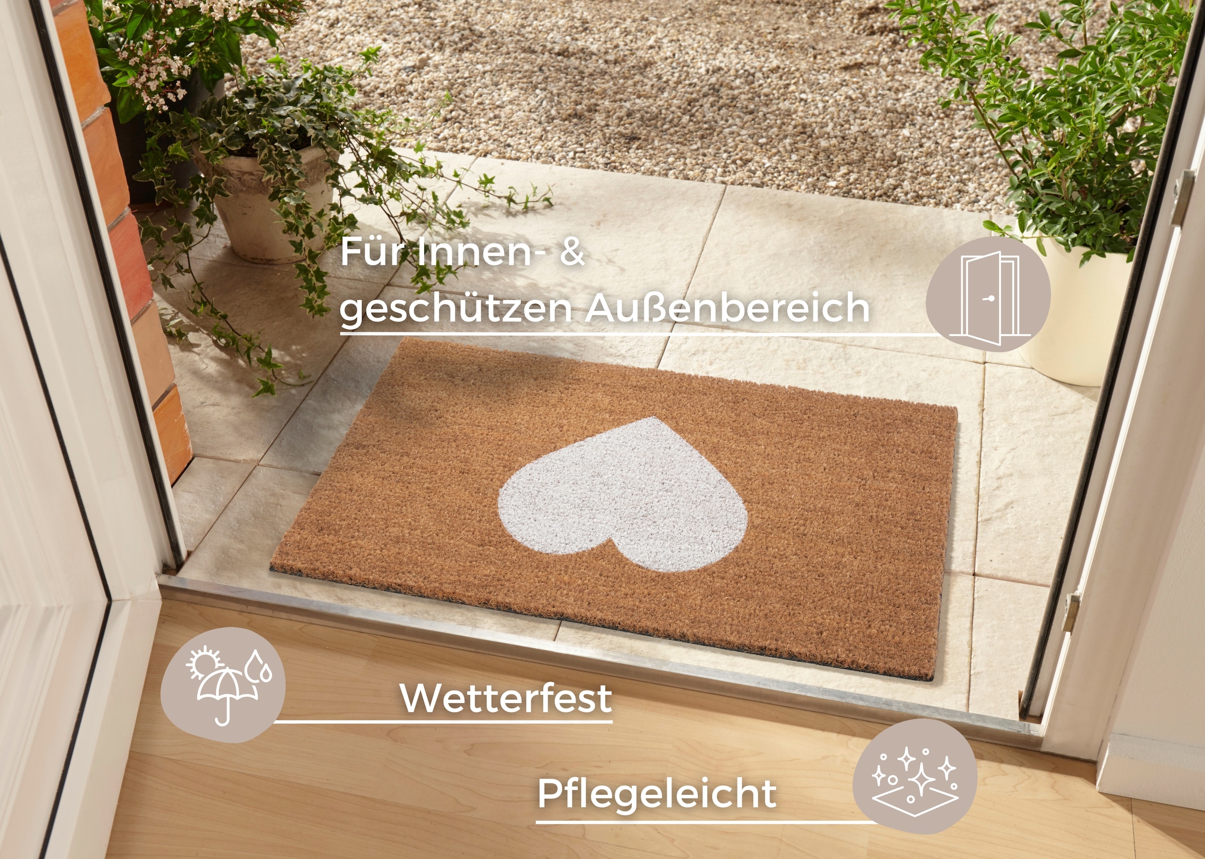 HANSE Home Fußmatte »Mix Mats  Kokos Heart, Türmatte« rechteckig 15 mm Höhe Kokos, Schmutzfangmatte, Outdoor, Rutschfest, Innen, Kokosmatte, Flur
