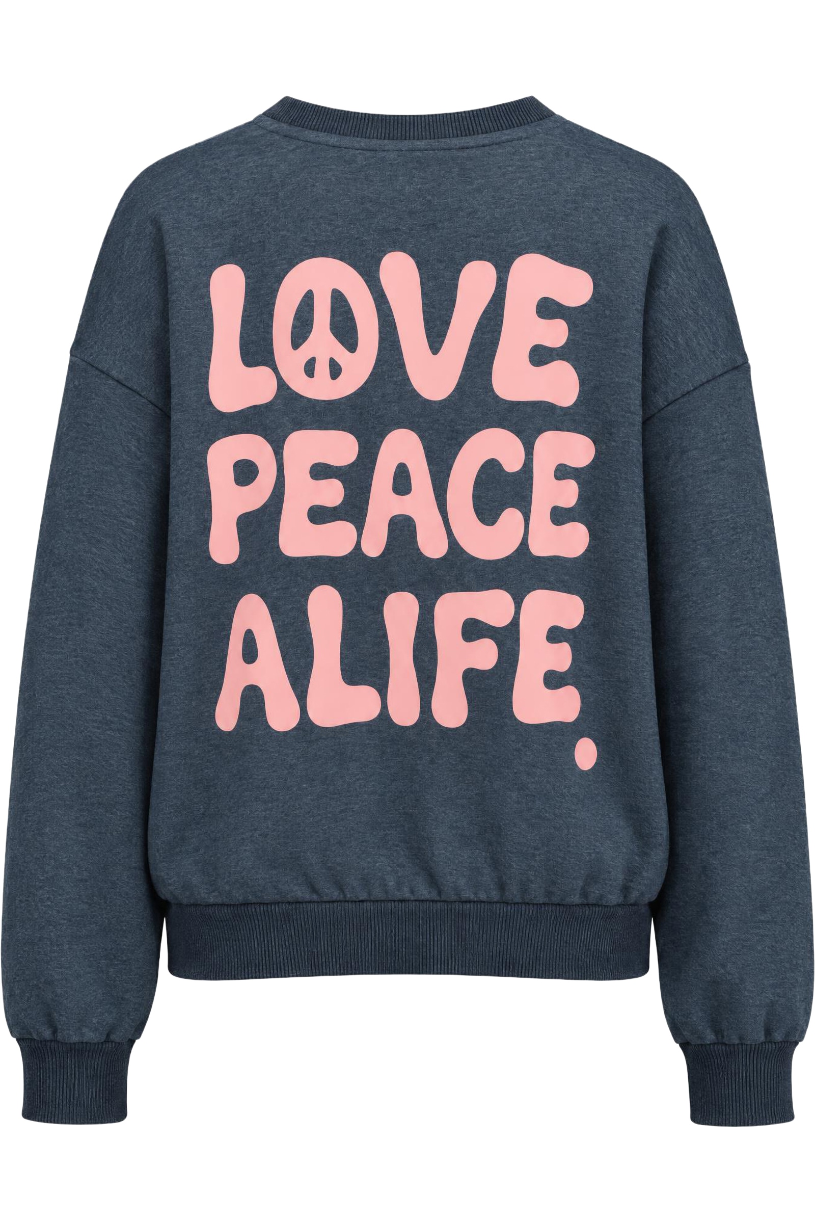 Alife & Kickin Sweatshirt , Peace-Zeichen im Rückenprint, Rippbündchen, Relaxed Fit
