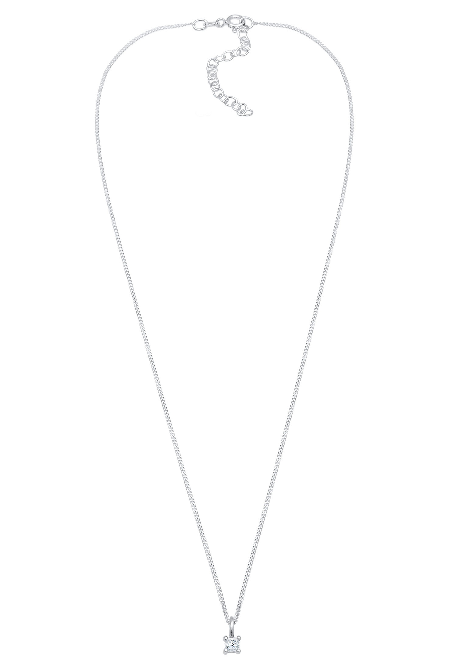 Elli DIAMONDS Silberkette »Halskette Diamant (0.1 ct) Viereck Solitär 925 Silber«