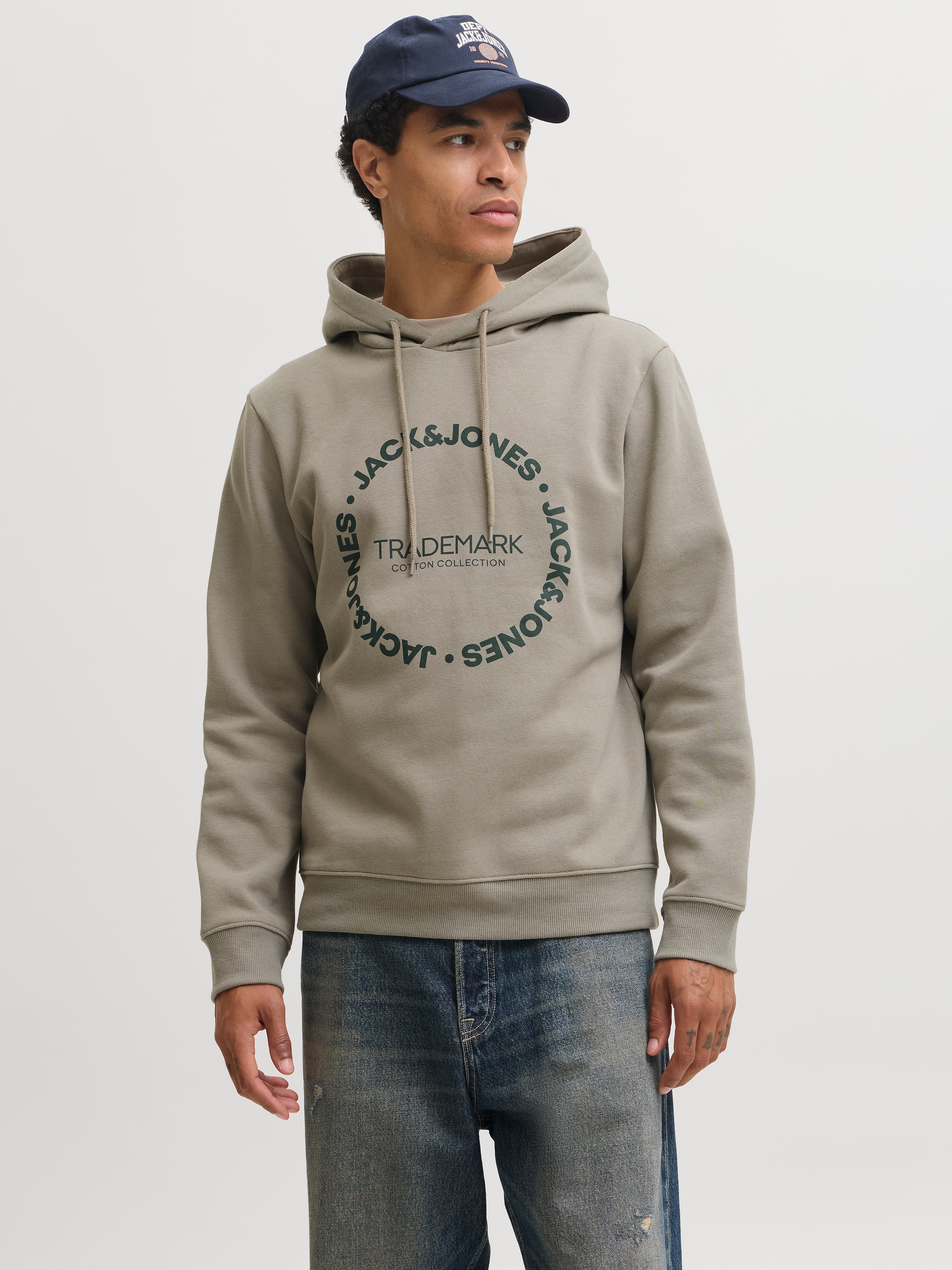 Jack & Jones Kapuzensweatshirt »JJBENSON SWEAT HOOD«, Materialmix, regular fit
