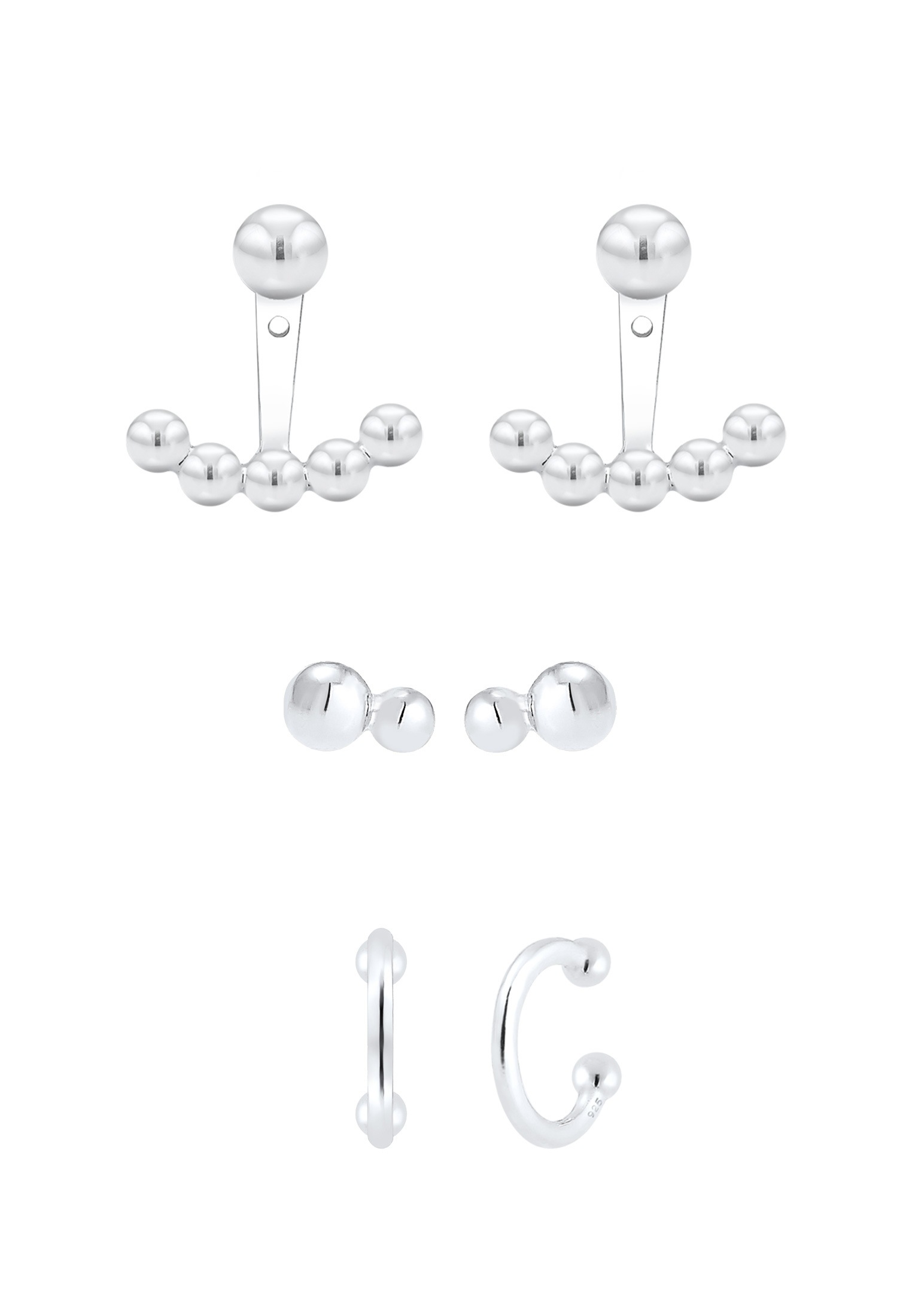 Elli Ohrstecker-Set »Ohrringe Ear Jacket Stecker Kugeln (3 tlg) 925 Silber«