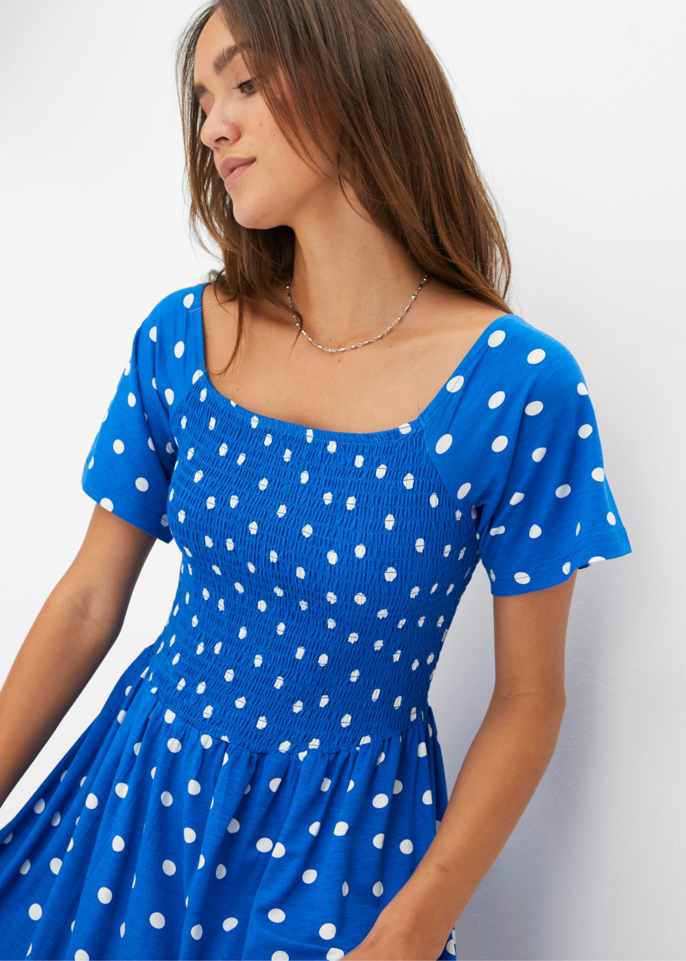 bonprix Maxikleid mit modischem Print, ausgestellte Passform, Kurzarm-Design