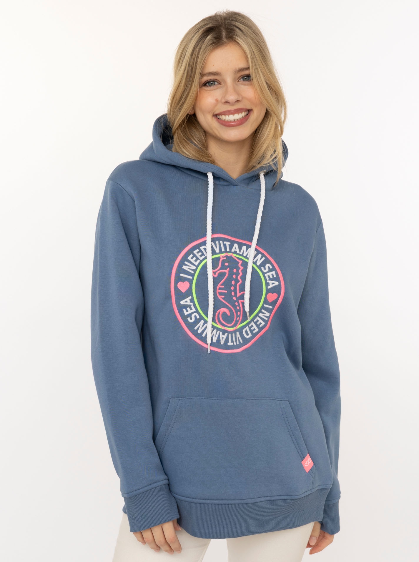 Zwillingsherz Hoodie »"Seepferdchen"«, runde Stickerei, maritimer Look, Kapuze, Tasche
