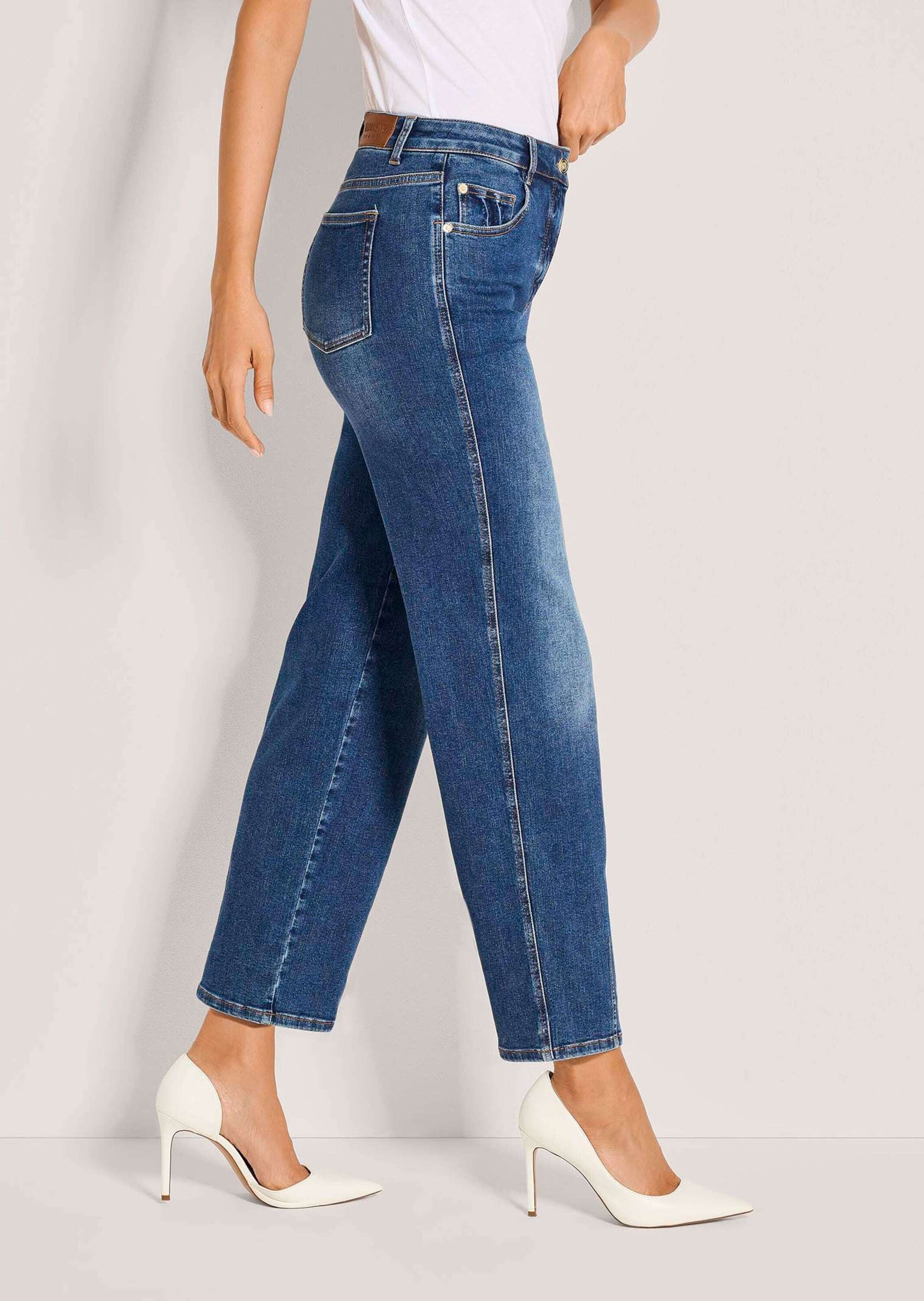 MADELEINE Regular-fit-Jeans »Jeans Baumwollhose mit Saumabnähern« Jeans mit modischem Saumabnäher