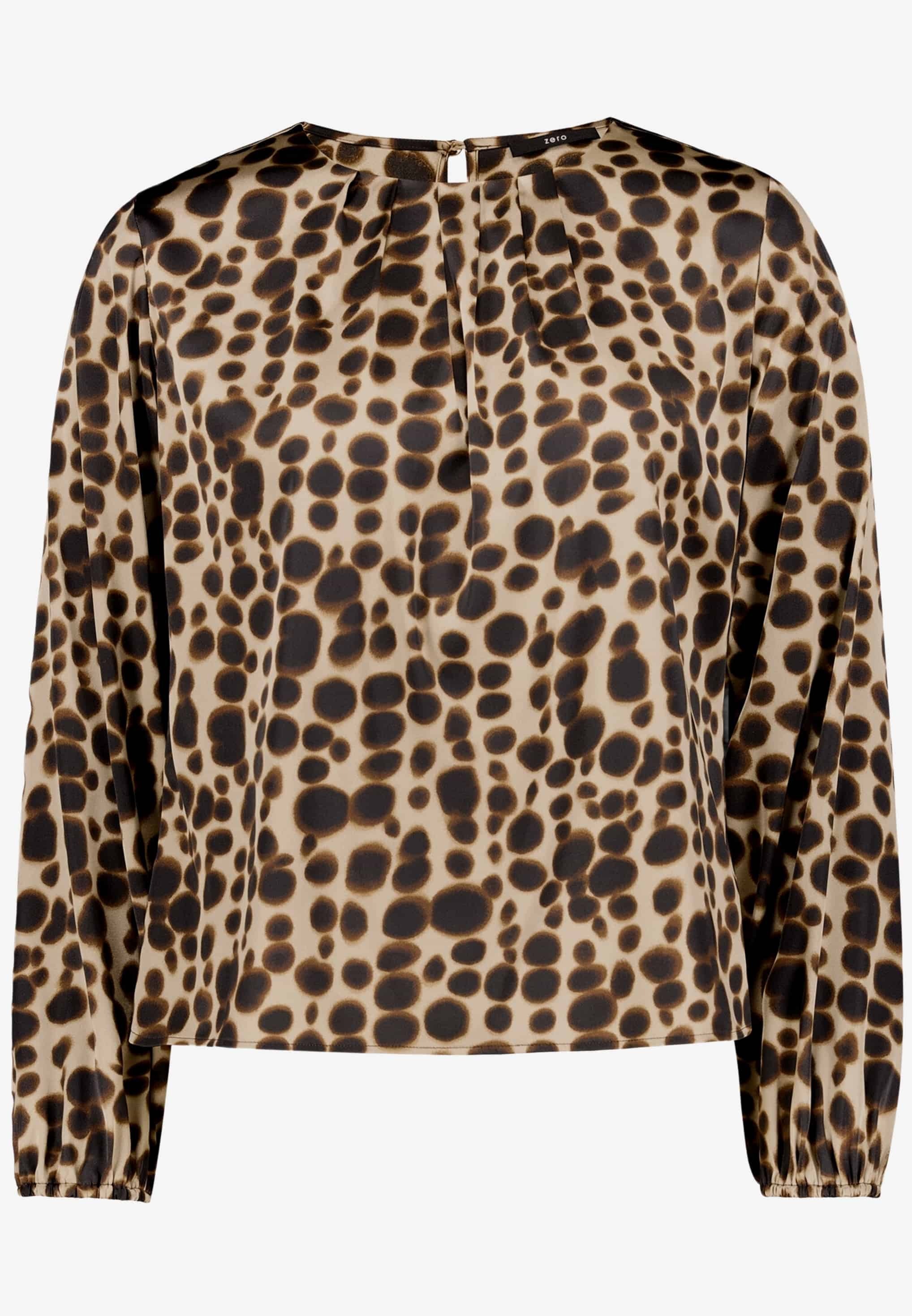 Zero Satinbluse mit Muster und Rundhalsausschnitt