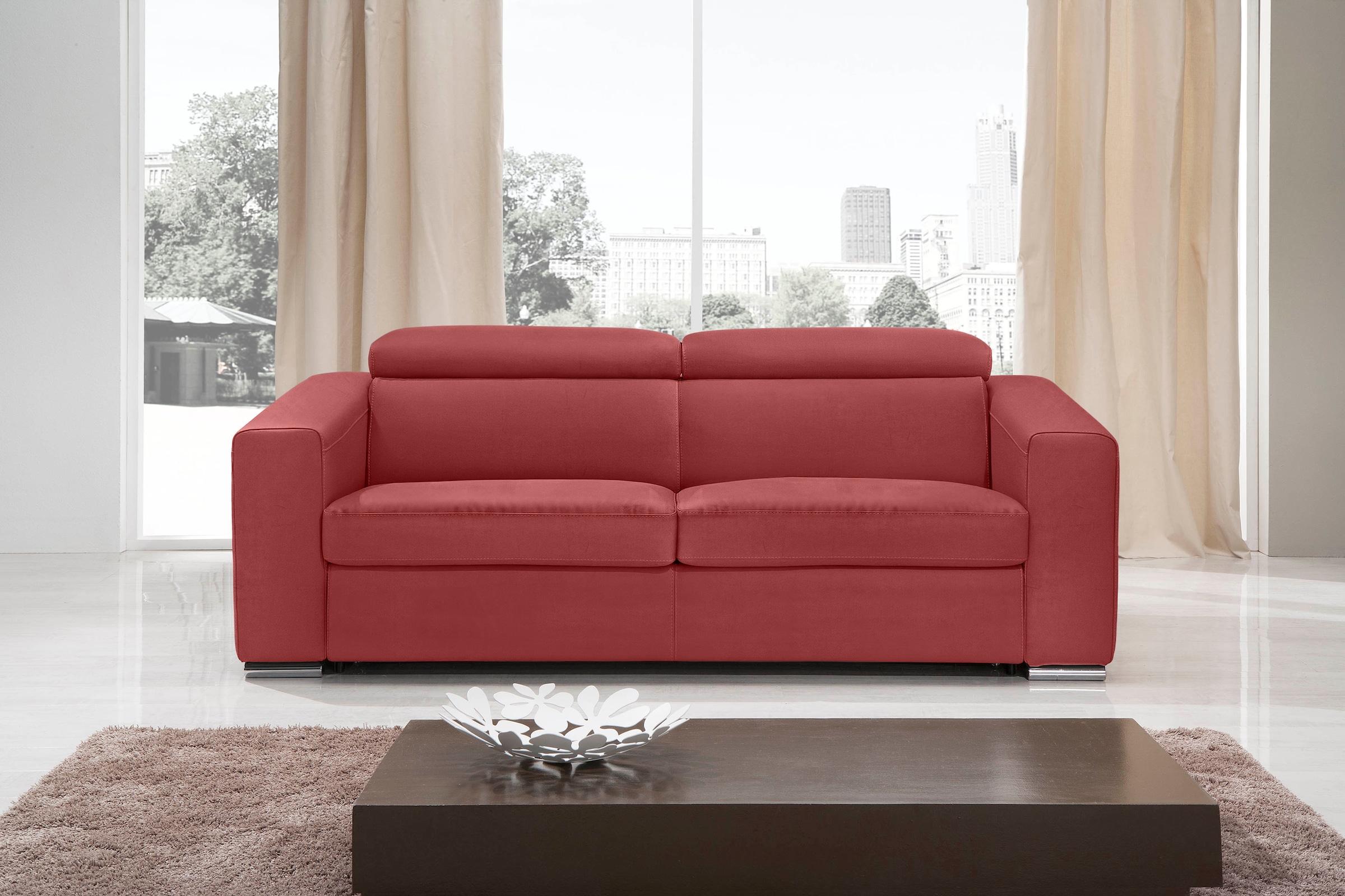 Egoitaliano Schlafsofa »Cabiria, Design und super Sitz- und Liegekomfort«, Sofa inkl. Schlaffunktion, Kopfteile verstellbar, mit Metallfüßen