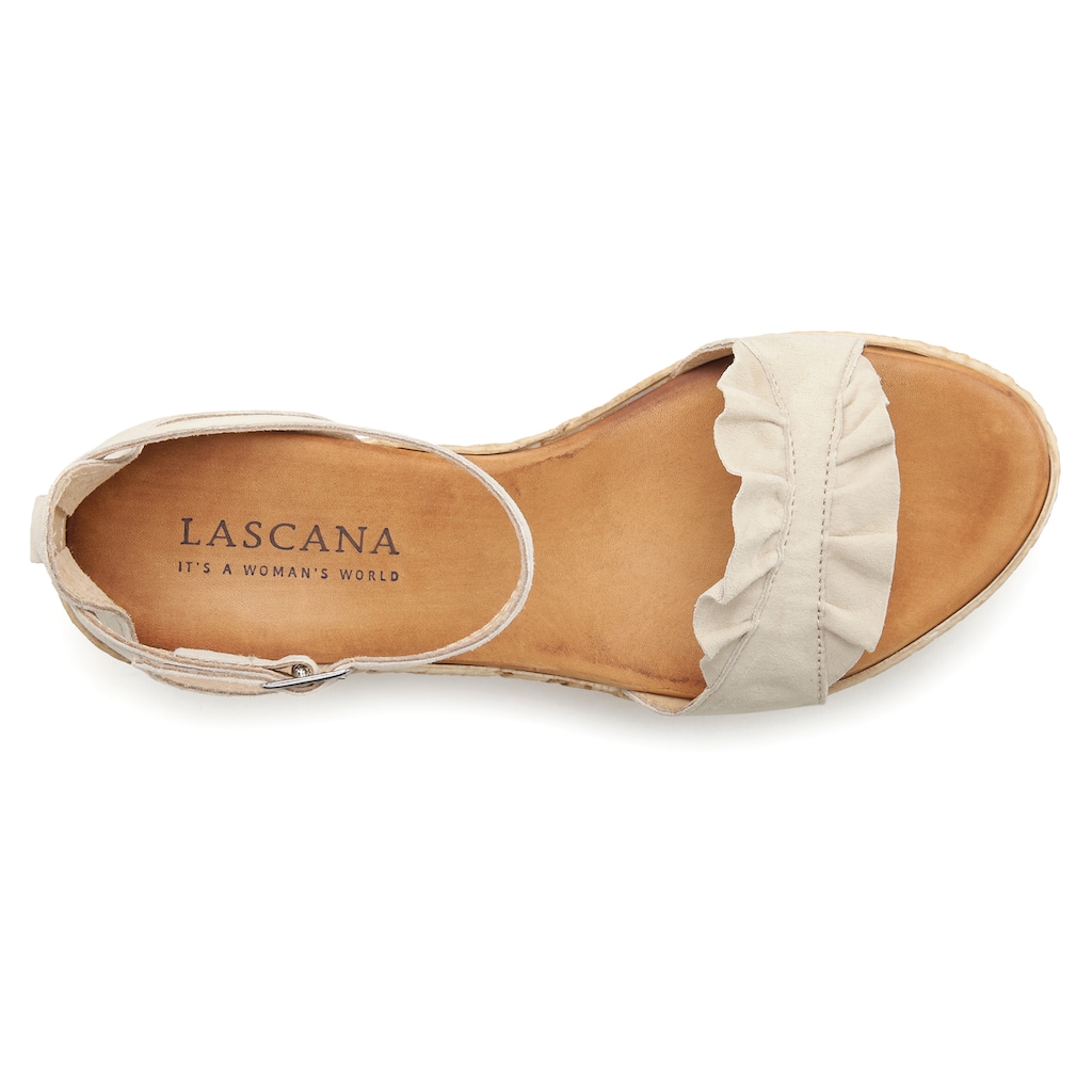 LASCANA Sandalette, Sandale, Sommerschuh aus Leder mit Keilabsatz