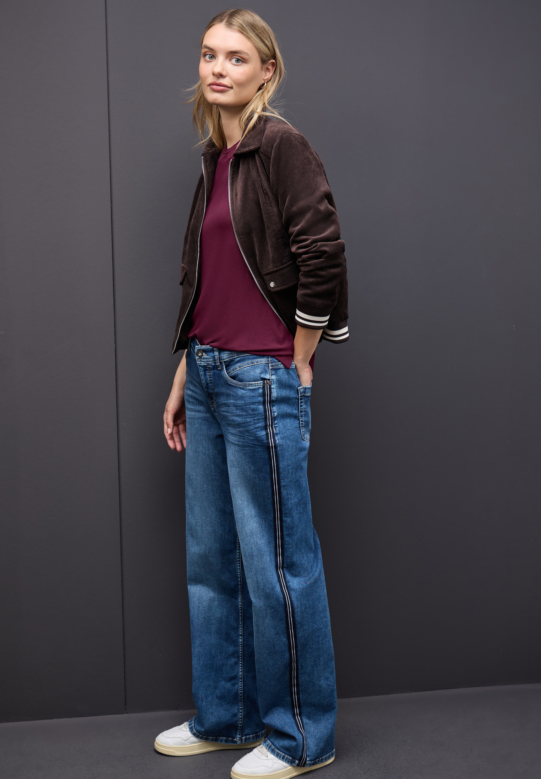 STREET ONE Kurzarmshirt mit Chiffon-Detail