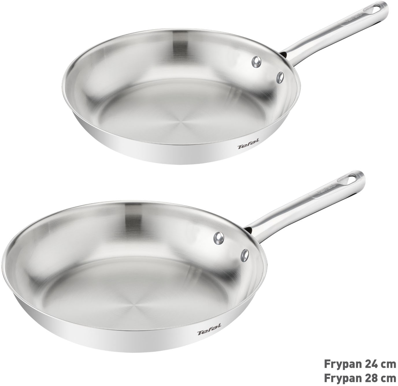 Tefal Pfannen-Set »Duetto On« Edelstahl Set, 2 Stk. tlg. 24/28 cm, unversiegelt, Induktion, genieteter Griff, backofengeeignet
