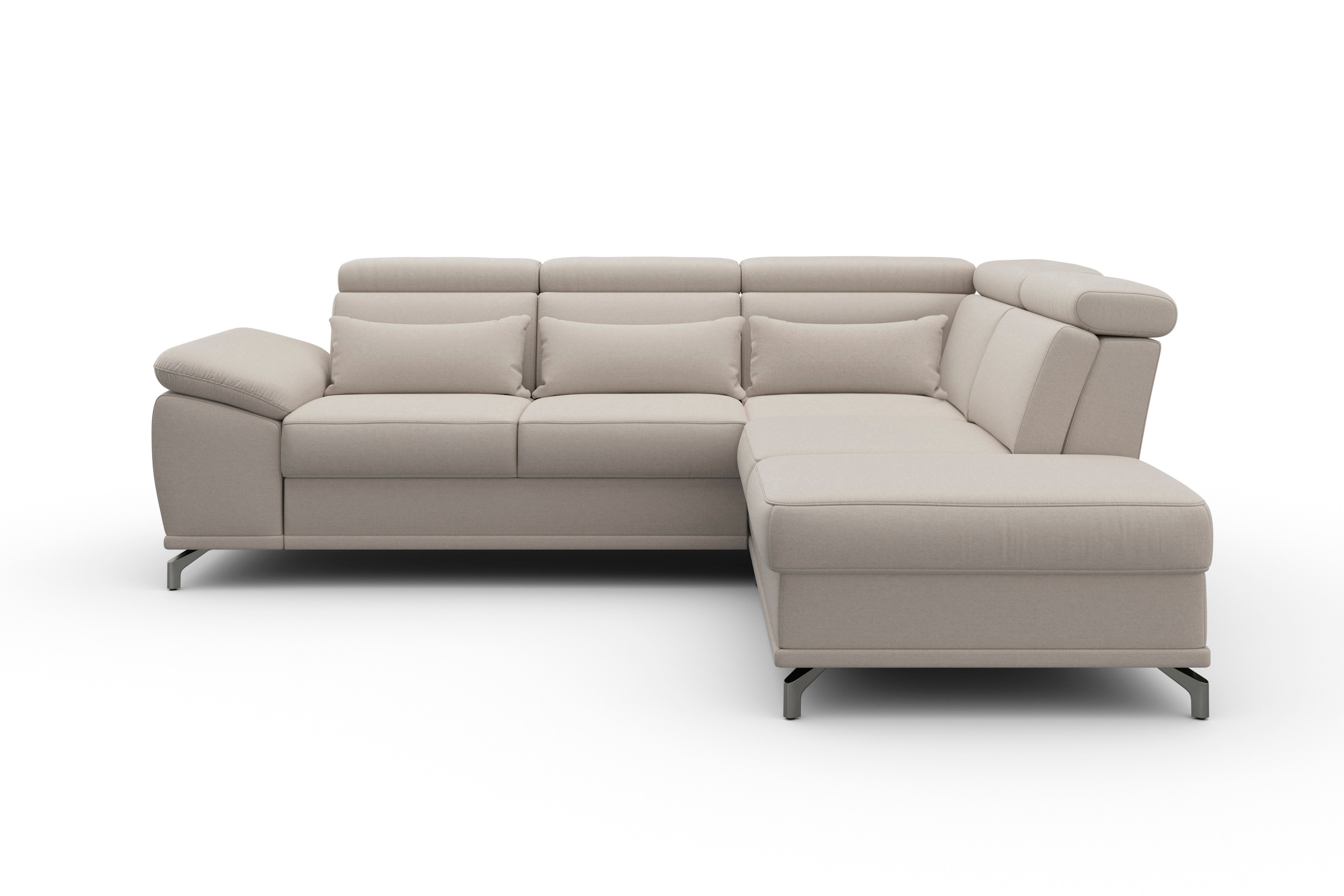 sit&more Ecksofa »Cabrio L-Form, B: 274 cm, mit Sitztiefen-, Arm- & Kopfteilverstellung« 3 Nierenkissen, Federkern, optional Bettfunktion und Stauraum