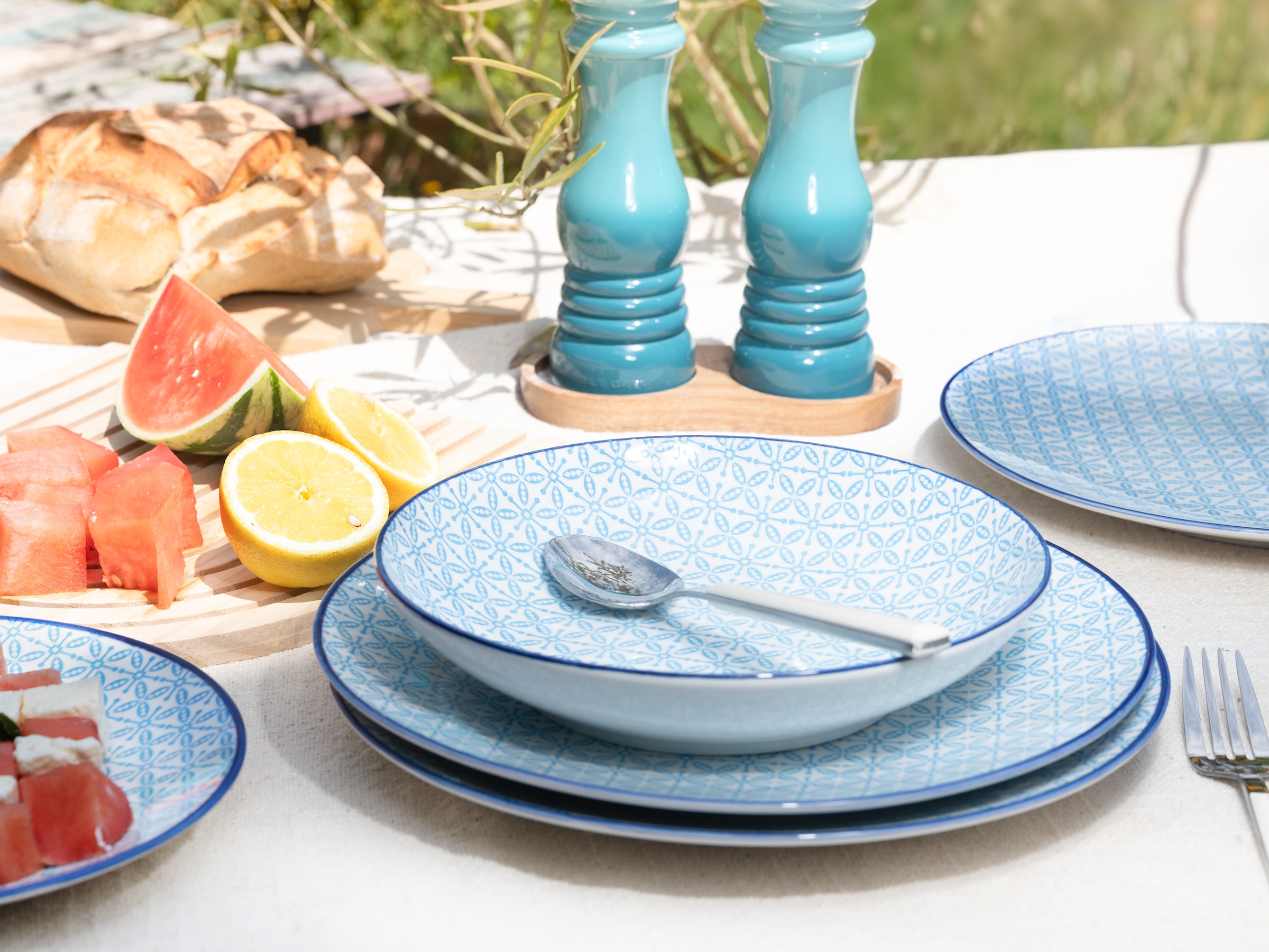 CreaTable Teller-Set »Mediterran, Teller Set 12-tlg.« Mediterraner Flair, Traditionell keramische Motive