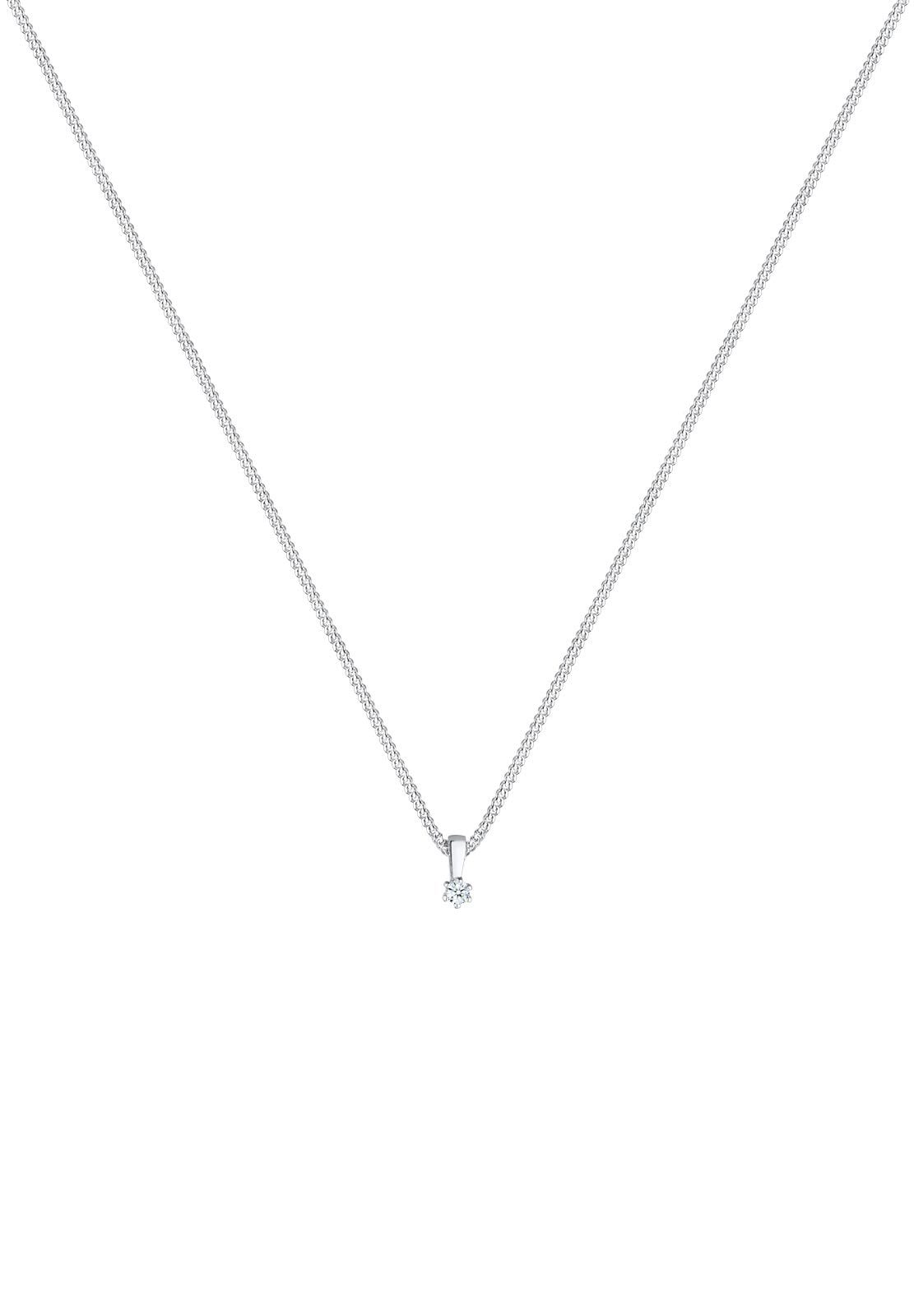 Elli DIAMONDS Silberkette »Halskette Kurze Halskette Kreis Diamant Weiß Brillantschliff (0.06 ct) 925 Sterling Silber«