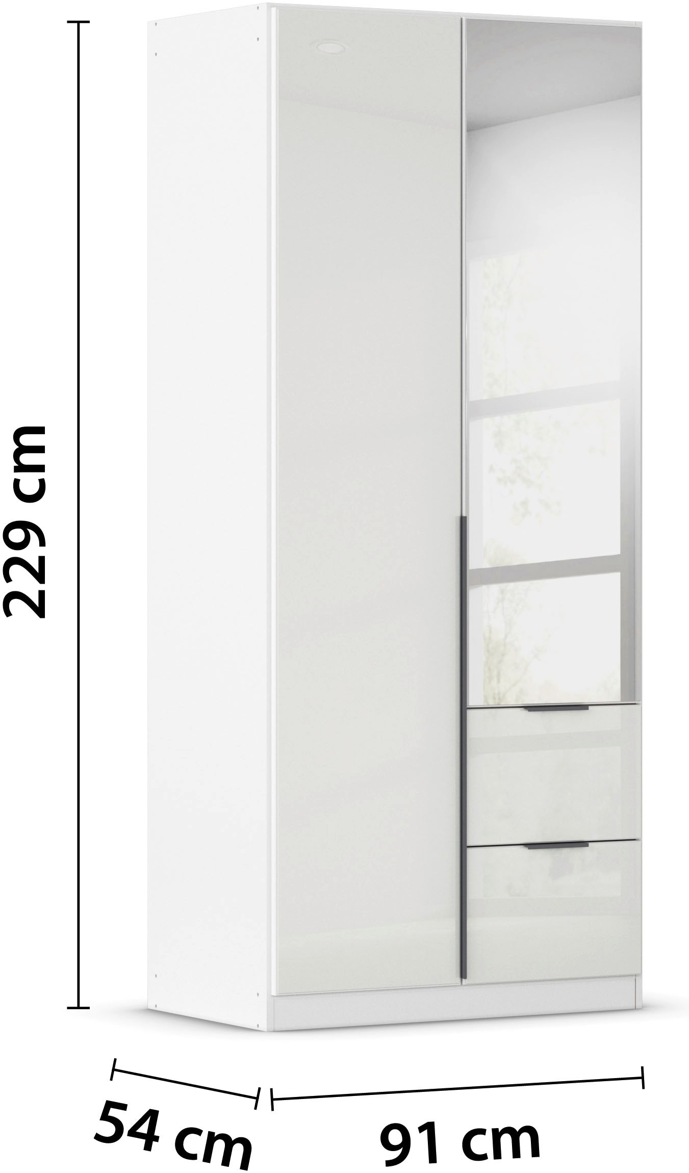 OTTO home Drehtürenschrank »Kleiderschrank Kleiderschränke Schrank Garderobe AGORDO mit Glasfront« in zwei Griff-Farben, Breiten 91-360 cm,  mit Außenschubkästen, in 7 Breiten und 2 Höhen MADE IN GERMANY