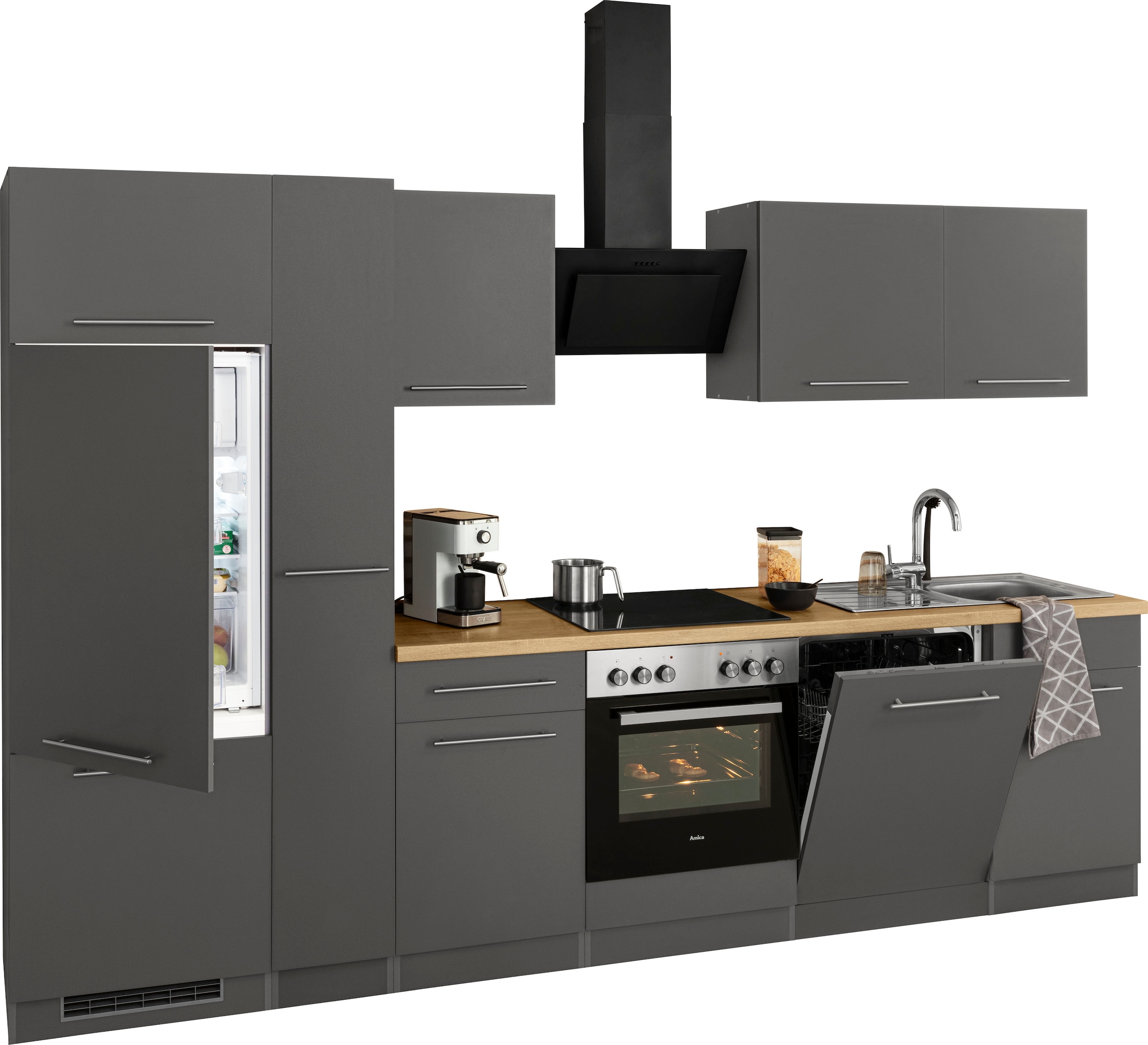 wiho Küchen Küchenzeile »Unna« mit E-Geräten, Breite 310 cm