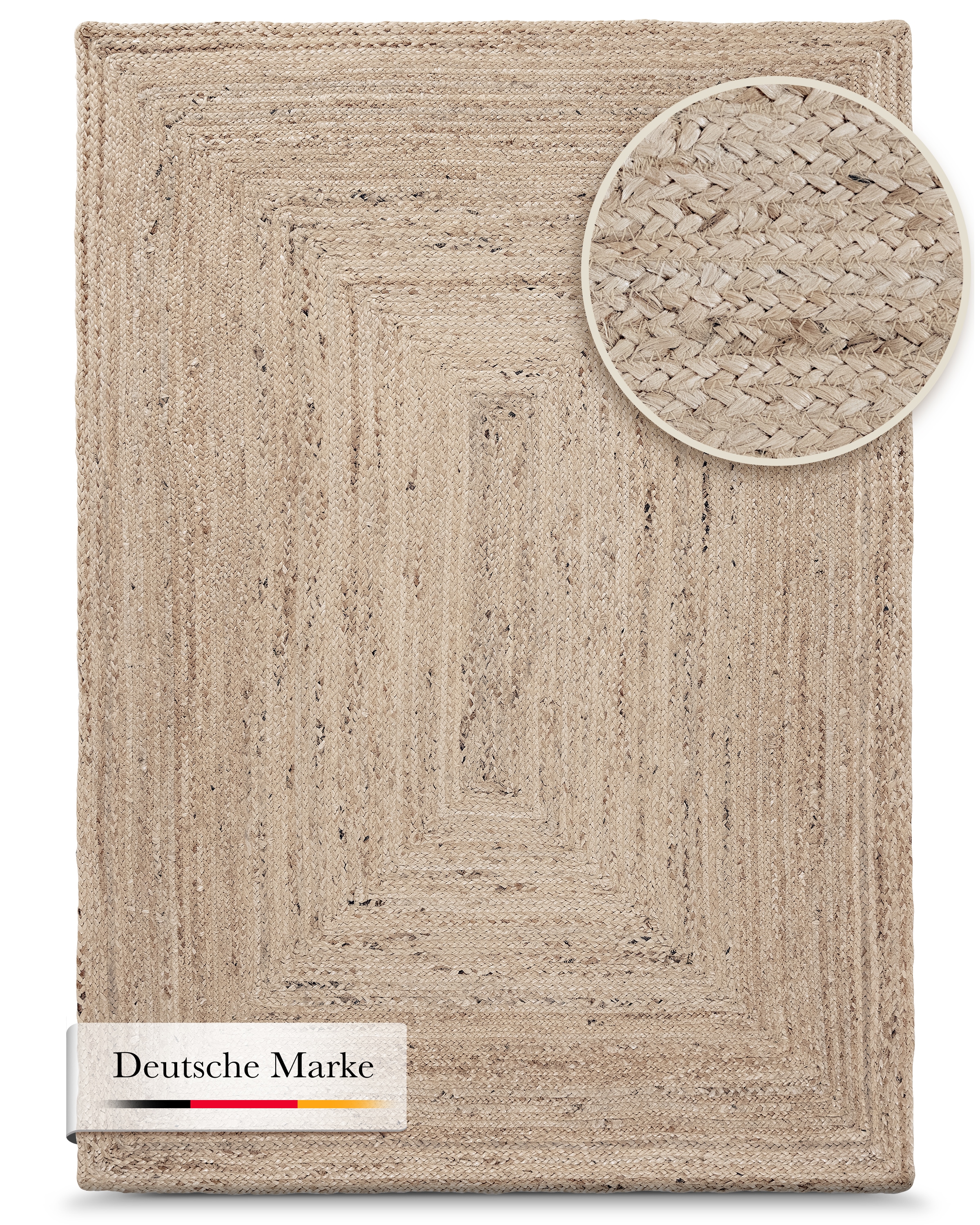 carpetfine Teppich »Nele Juteteppich Naturfaser«, rechteckig, 6 mm Höhe, geflochtener Wendeteppich aus 100% Jute, quadratisch und als Läufer