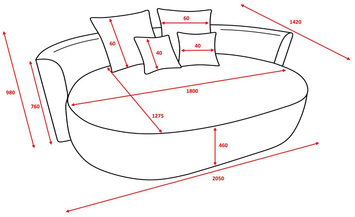 LeGer Home by Lena Gercke 2,5-Sitzer »ISALIE, rundes Loungesofa, mit Kissen, perfekt gepolstert« moderne Stoffe, mit 4 Zierkissen, extra große Sitzfläche