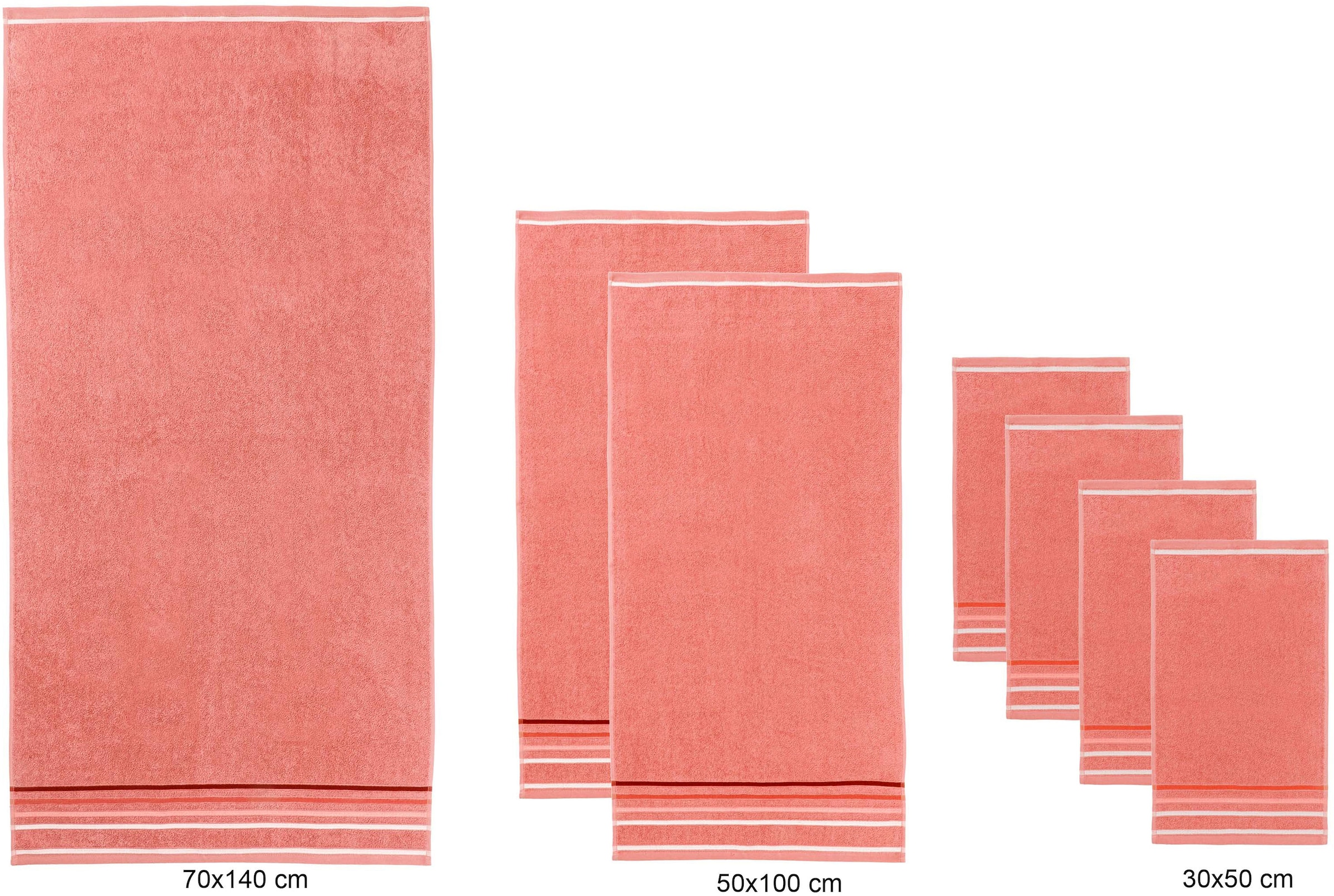 my home Handtuch Set »Niki, Duschtuch, Handtücher und Gästetücher« Set Walkfrottee Handtücher mit mehrfarbiger Streifenbordüre, aus 100% Baumwolle, weich