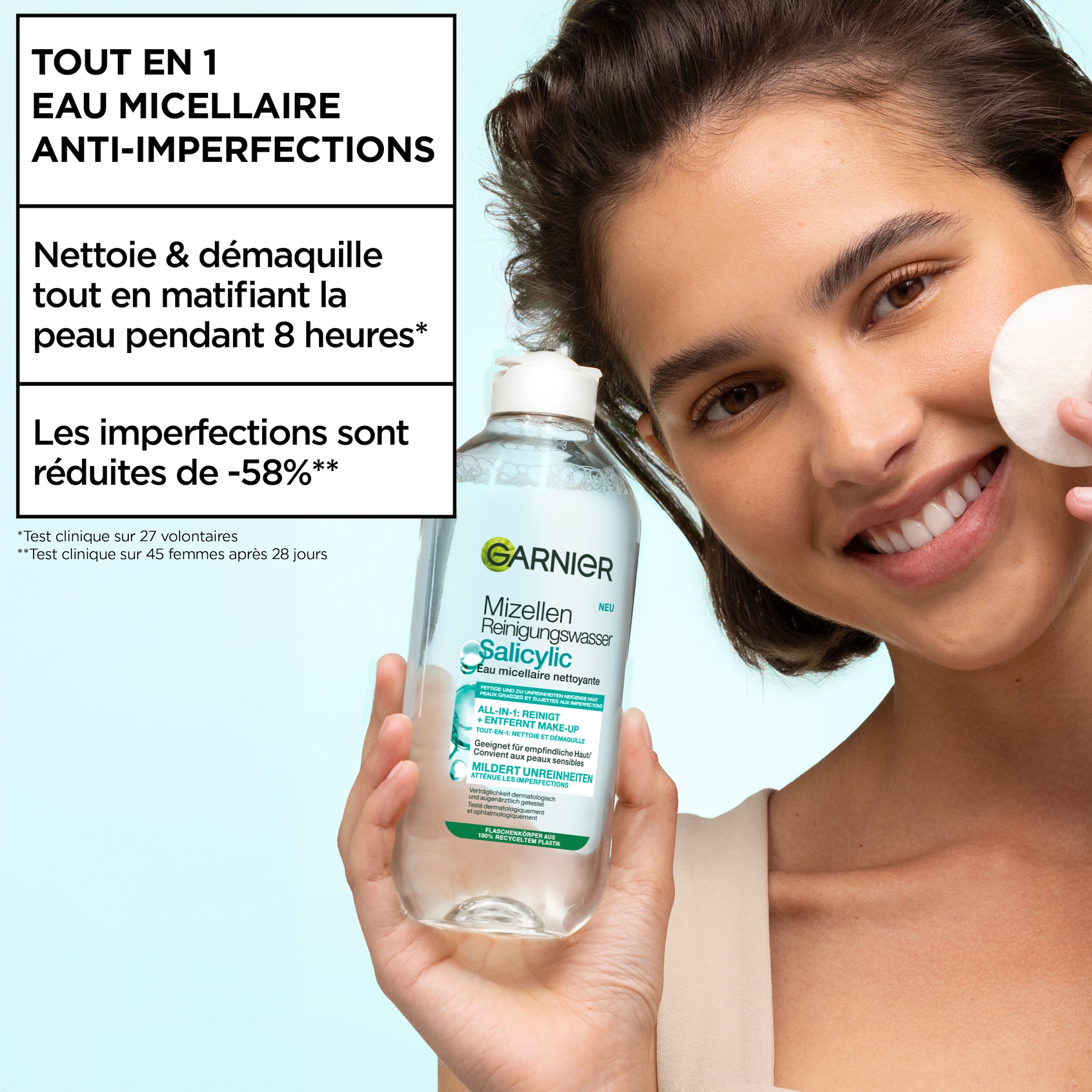 GARNIER Gesichtswasser »GARNIER MIZELLEN REINIGUNGSWASSER SALICYLIC ALL-IN-1« mit Mizellen-Technologie